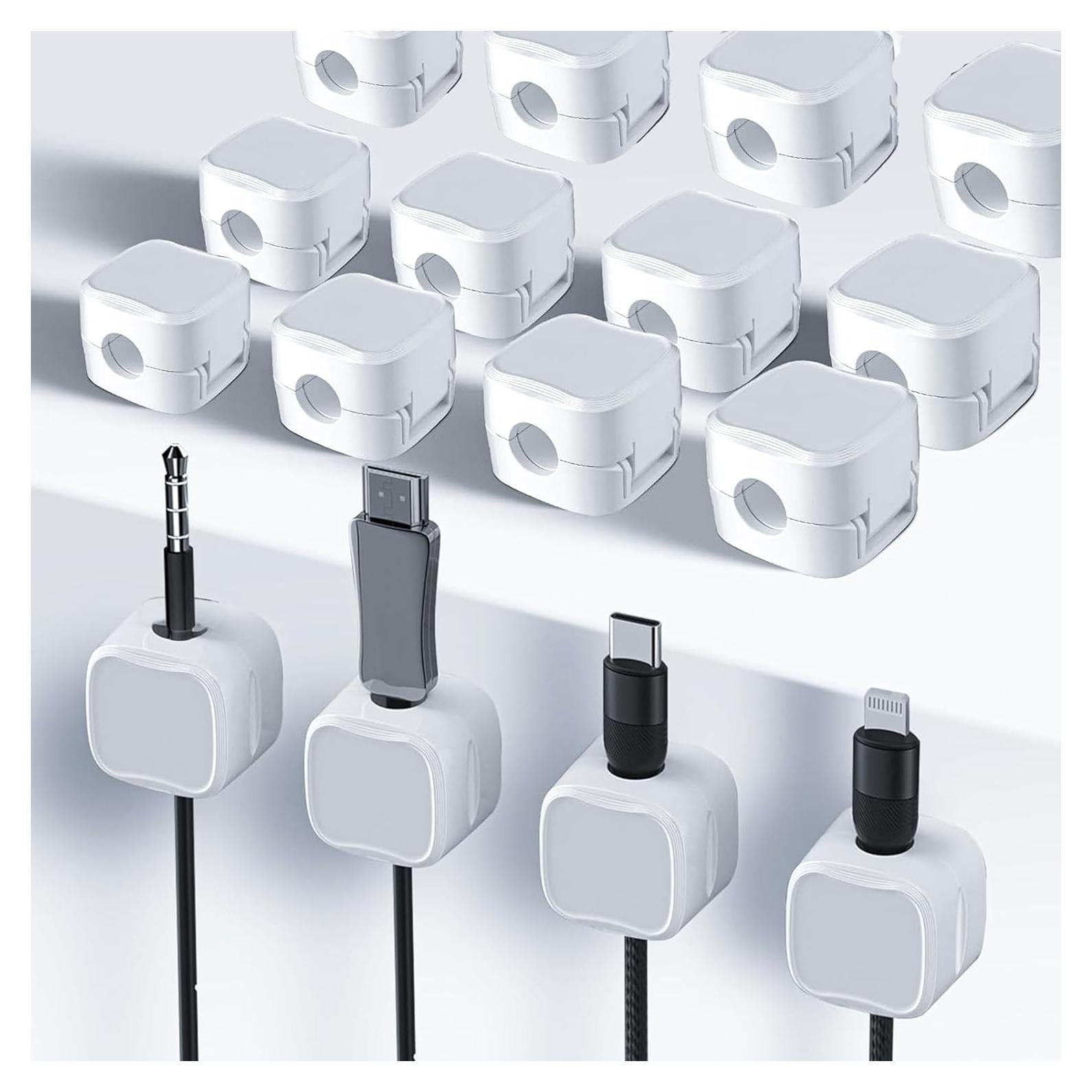 Organizador de Cables MCOTOP 12 PCS Adhesivo Blanco 0.68 cm