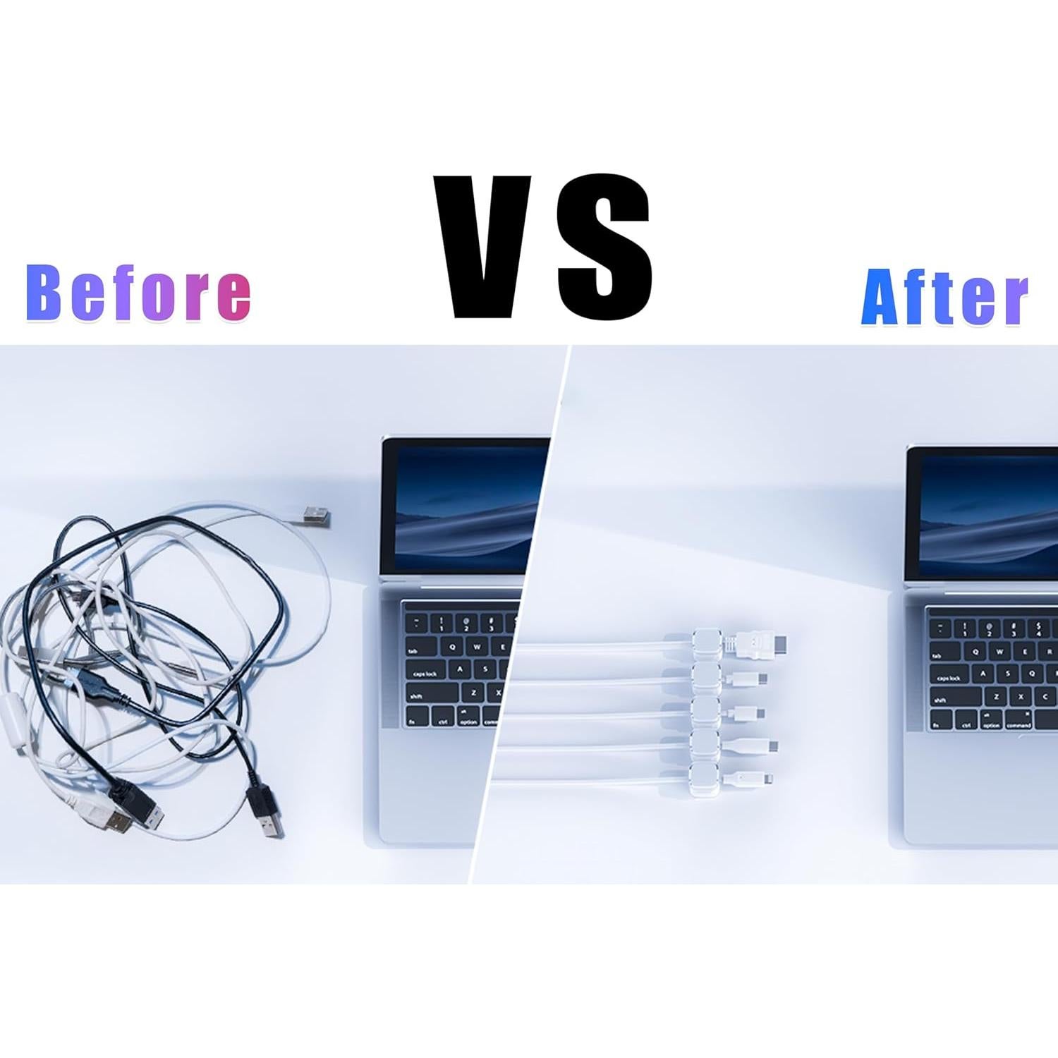 Organizador de Cables MCOTOP 12 PCS Adhesivo Blanco 0.68 cm