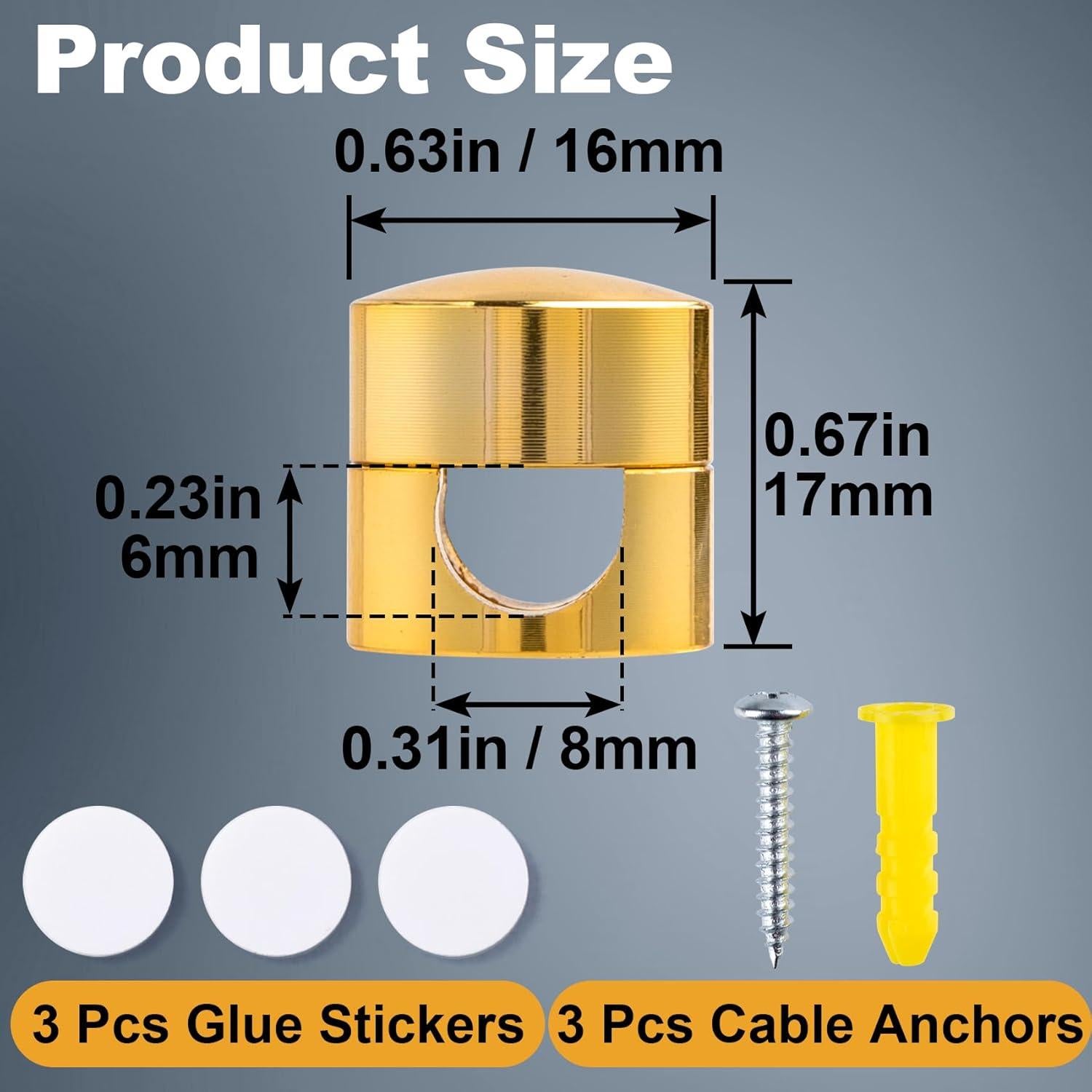 3 Soportes de Cable de Metal BEIQIYA Dorado para Escritorio