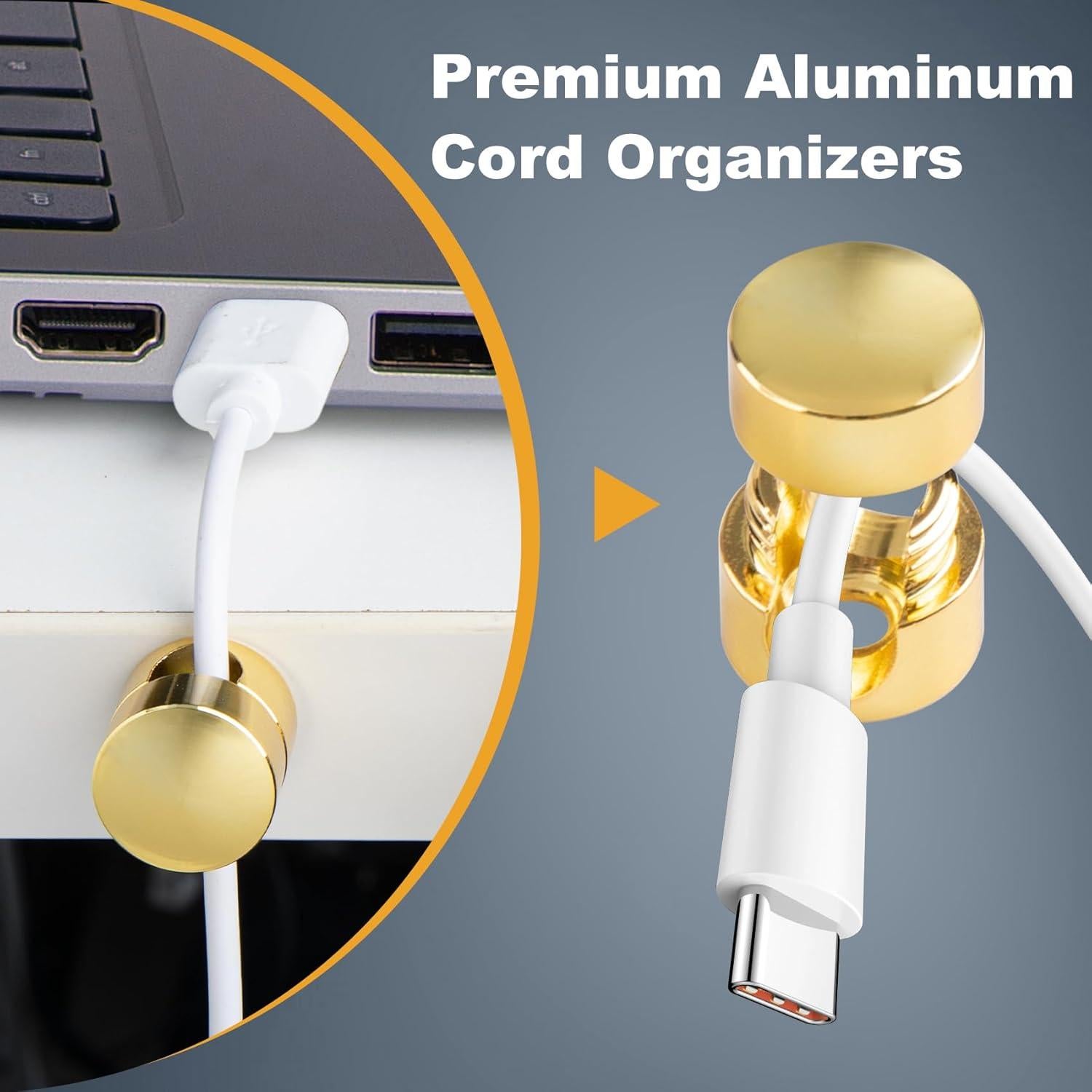 3 Soportes de Cable de Metal BEIQIYA Dorado para Escritorio