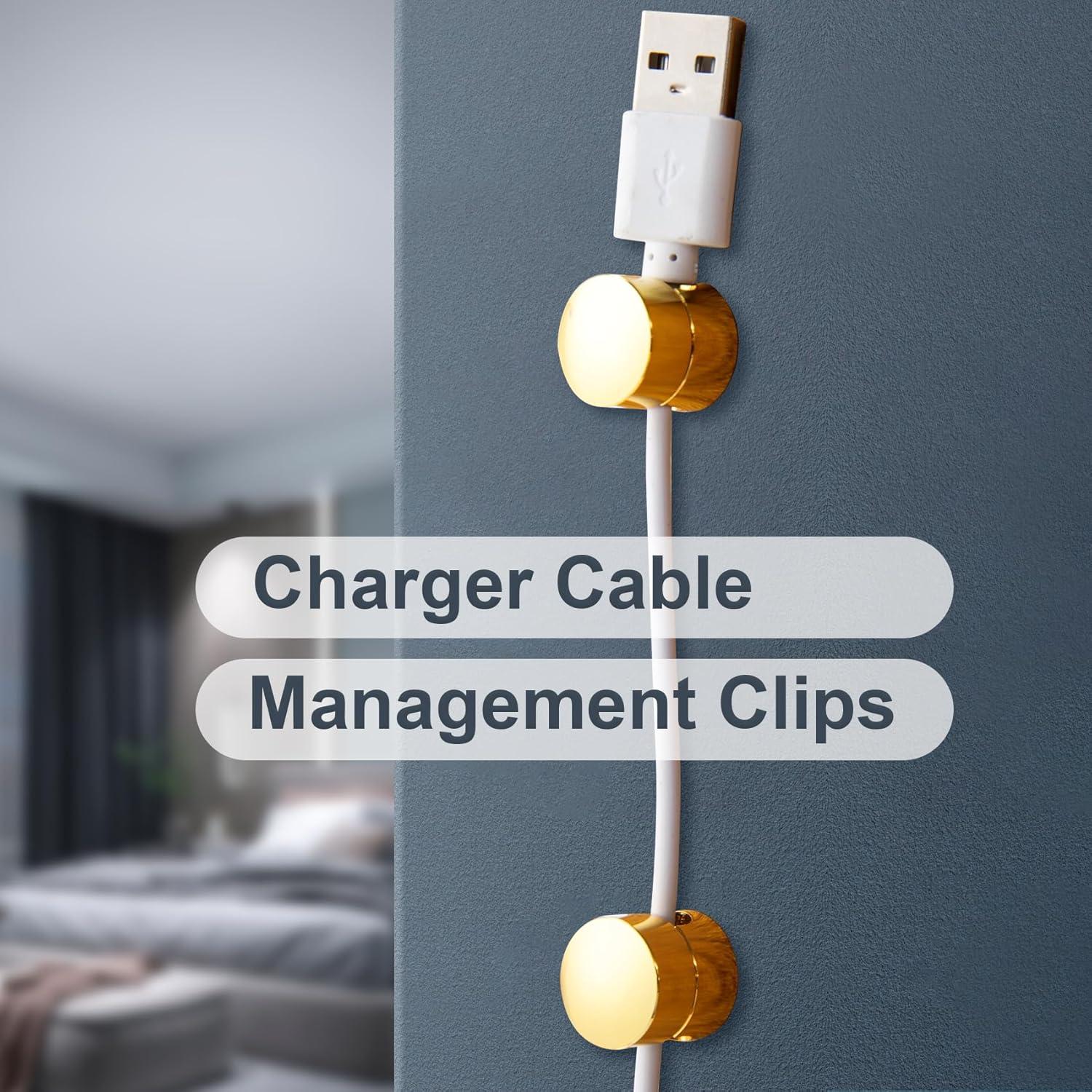 3 Soportes de Cable de Metal BEIQIYA Dorado para Escritorio