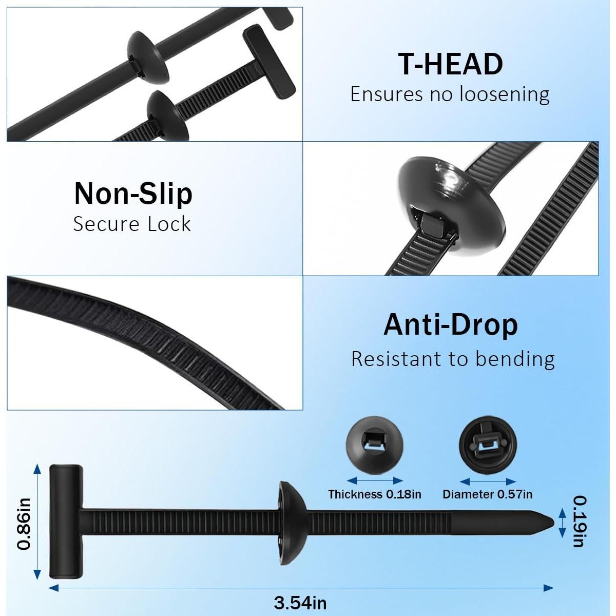 100 Bridas de Nylon Multifuncionales 9x2cm para Autos