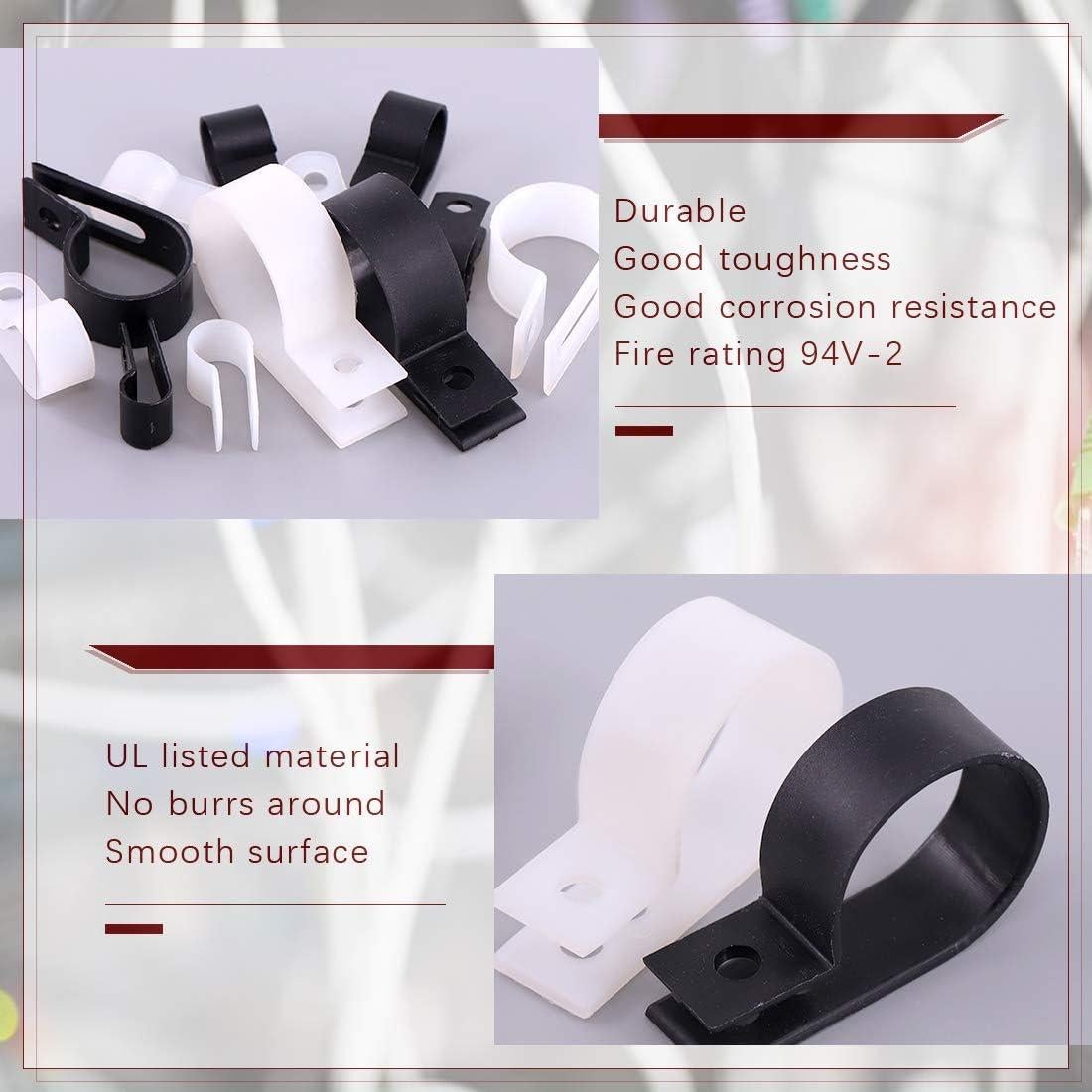 Hilitchi 132 Pcs Abrazaderas de Cable Tipo R Nylon 6-23mm