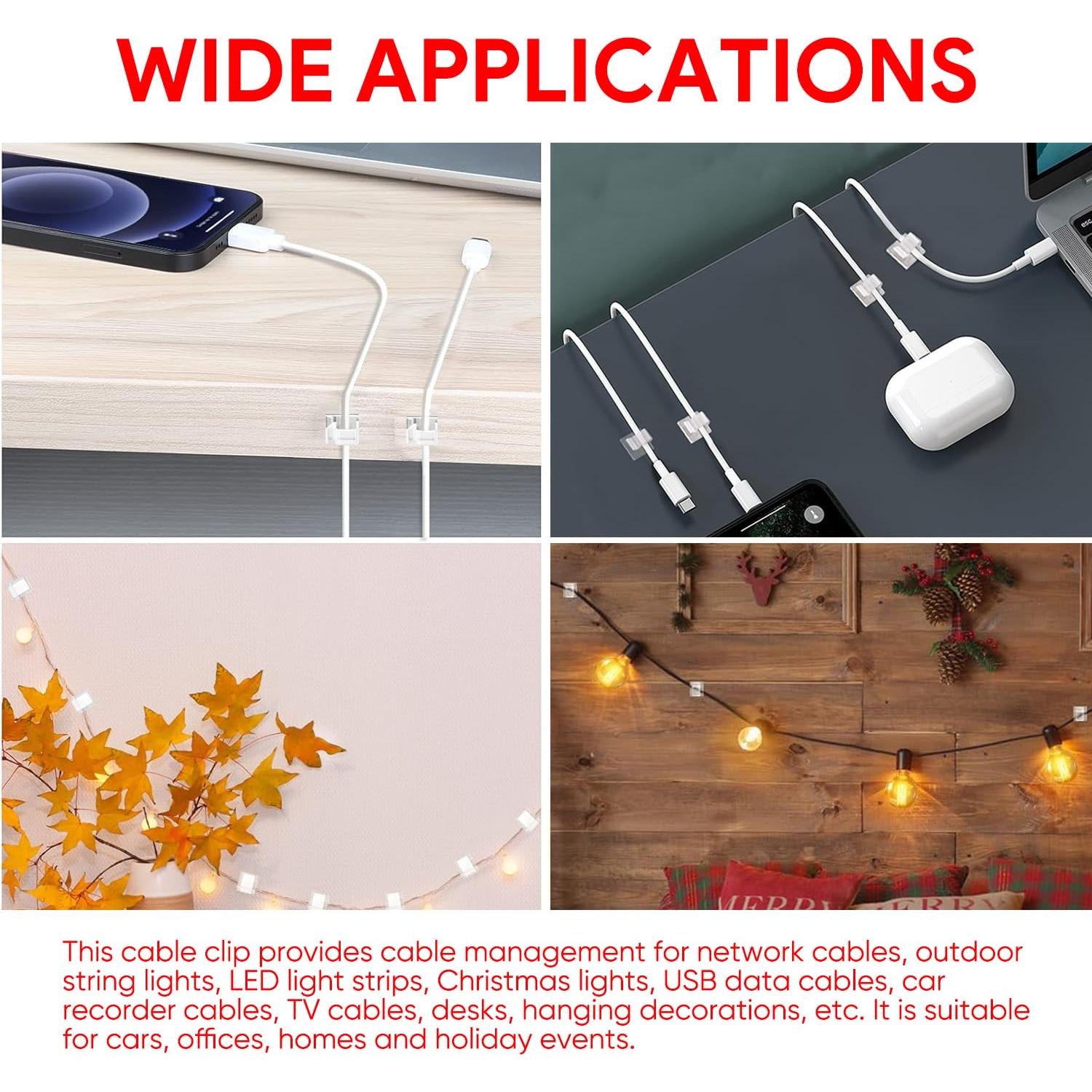 Clips de Cable Adhesivos Fuertes Tangting - Paquete de 60