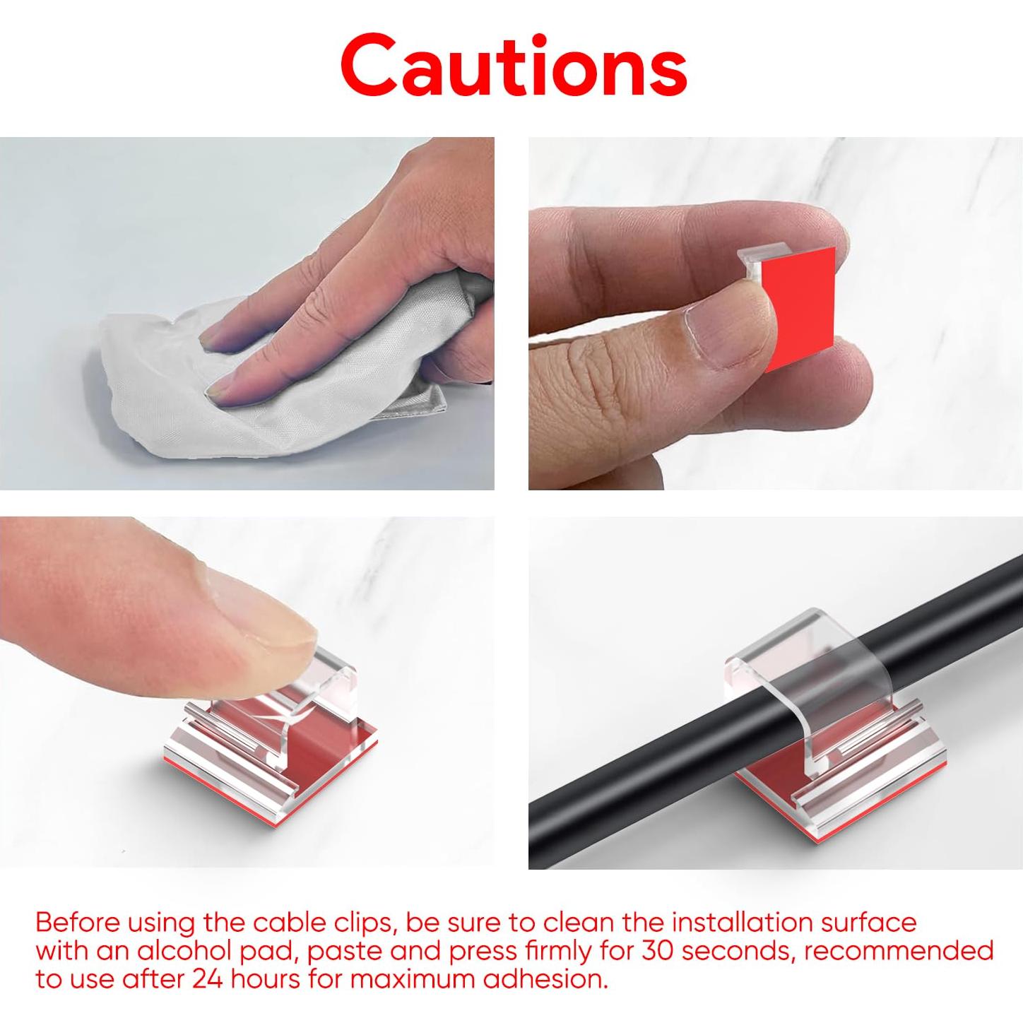 Clips de Cable Adhesivos Fuertes Tangting - Paquete de 60