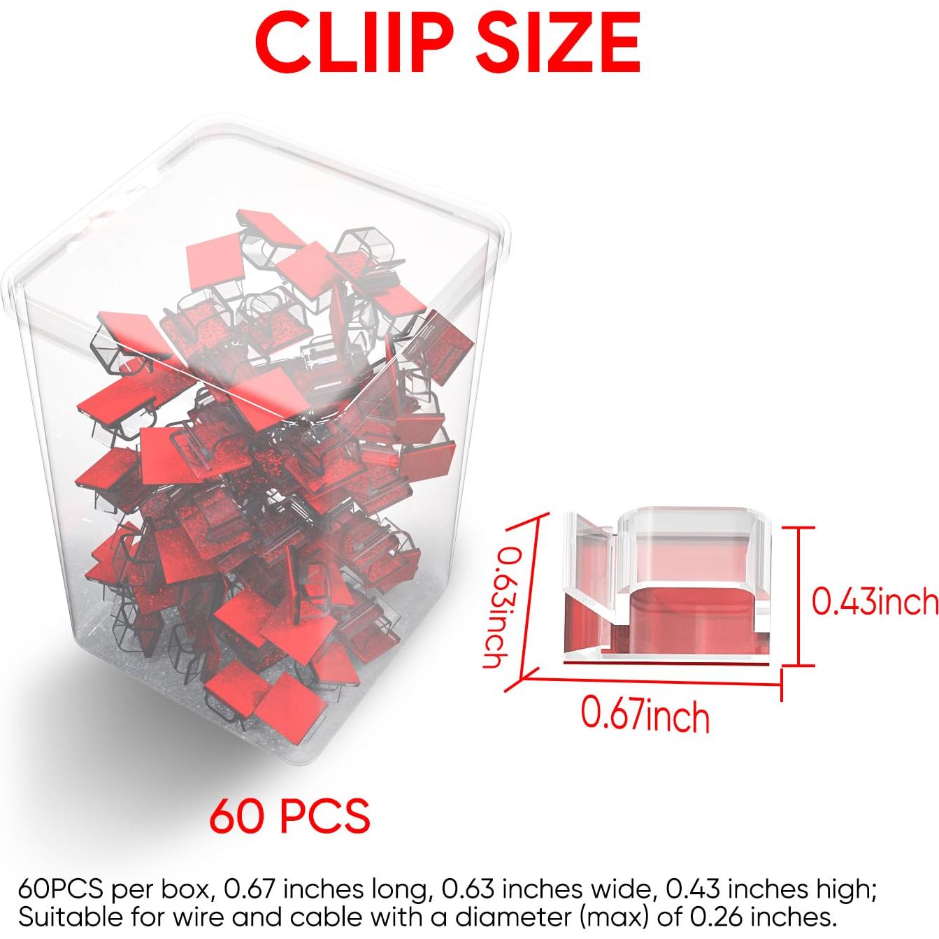 Clips de Cable Adhesivos Fuertes Tangting - Paquete de 60