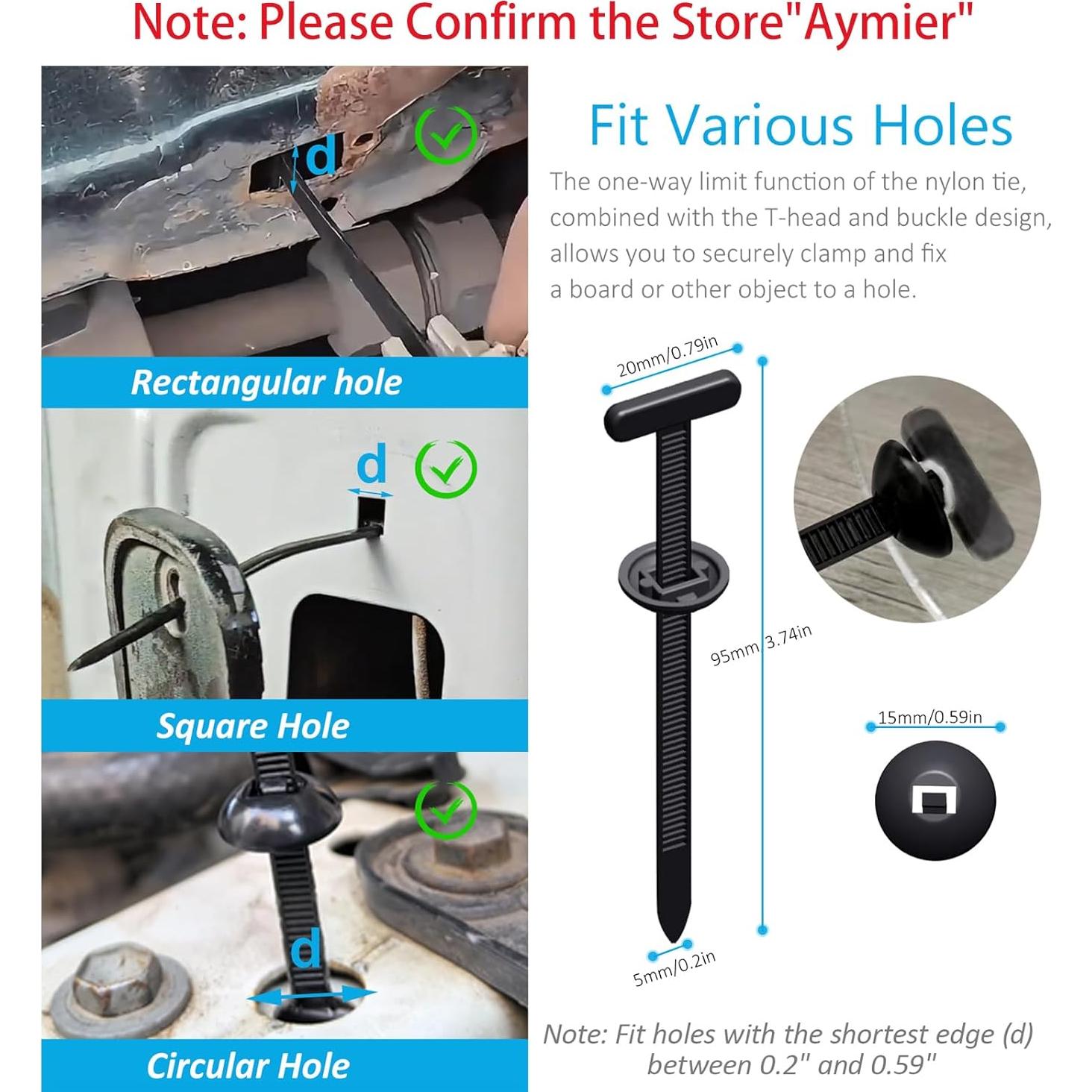 Hebilla de Brida de Nylon Universal Aymier 50 Pcs Auto-Bloqueante