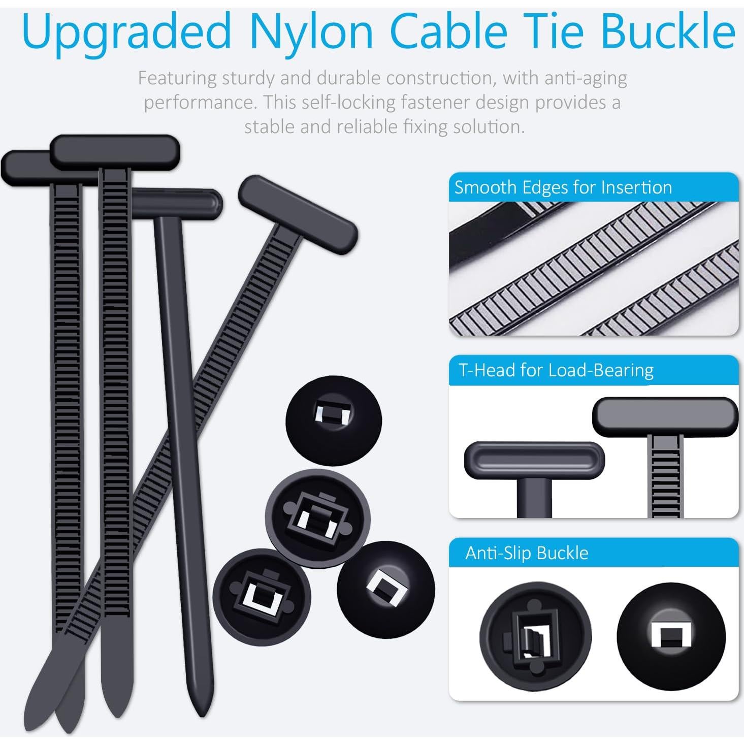 Hebilla de Brida de Nylon Universal Aymier 50 Pcs Auto-Bloqueante