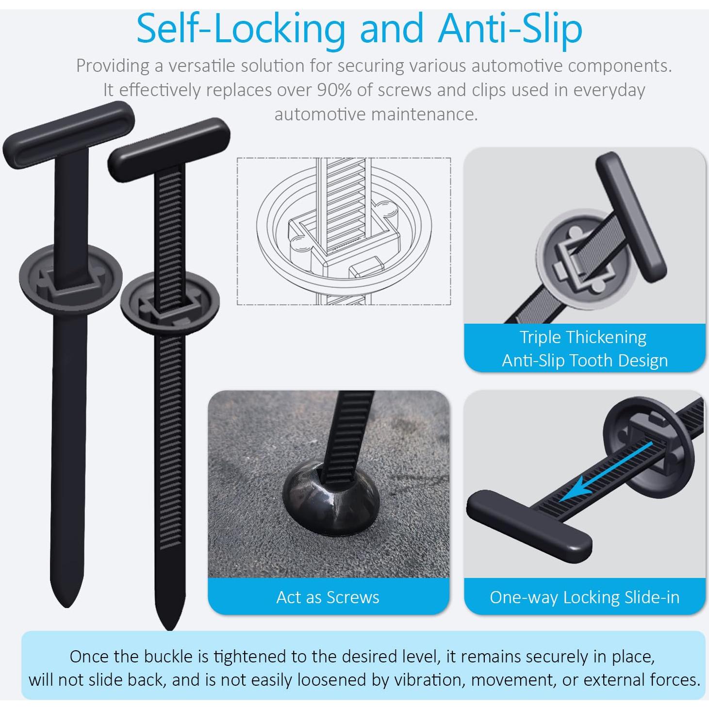 Hebilla de Brida de Nylon Universal Aymier 50 Pcs Auto-Bloqueante