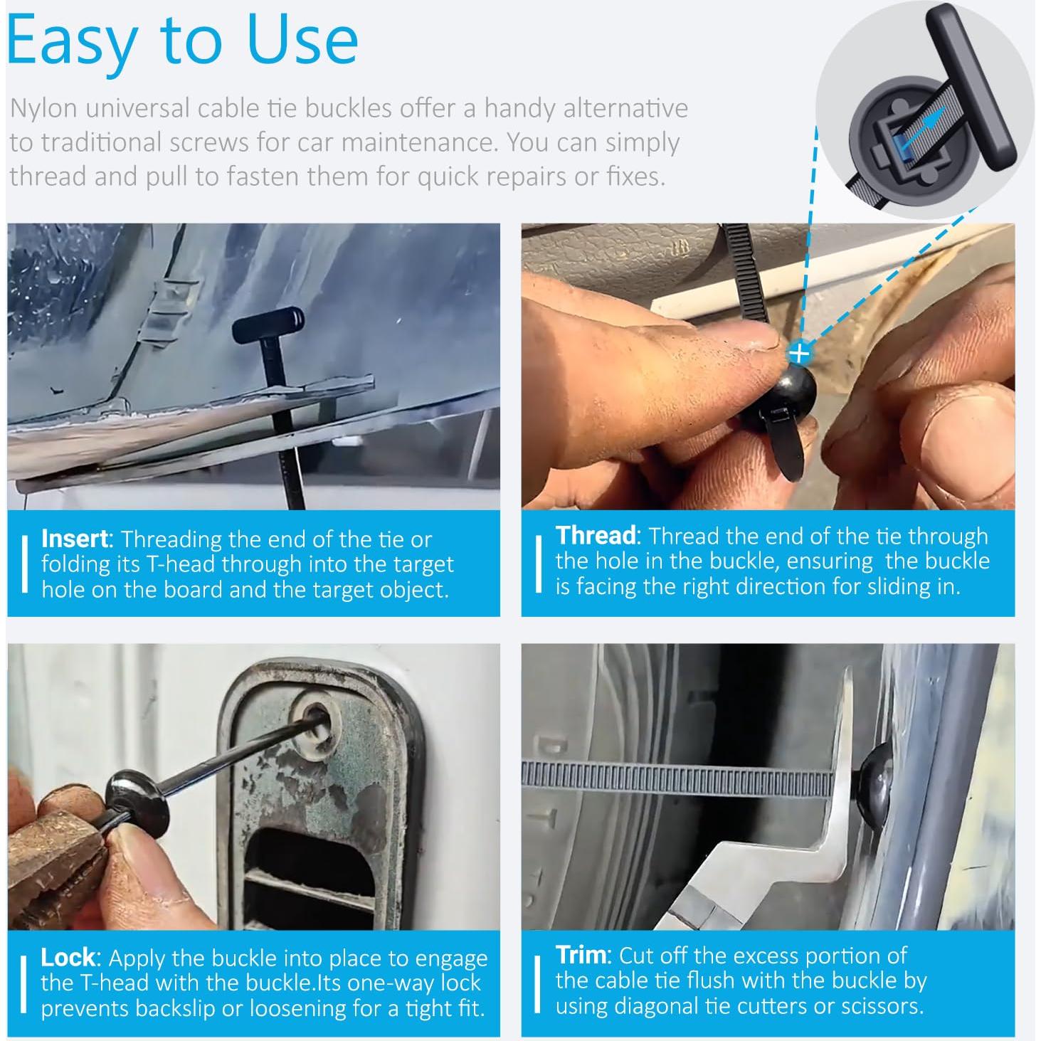 Hebilla de Brida de Nylon Universal Aymier 50 Pcs Auto-Bloqueante