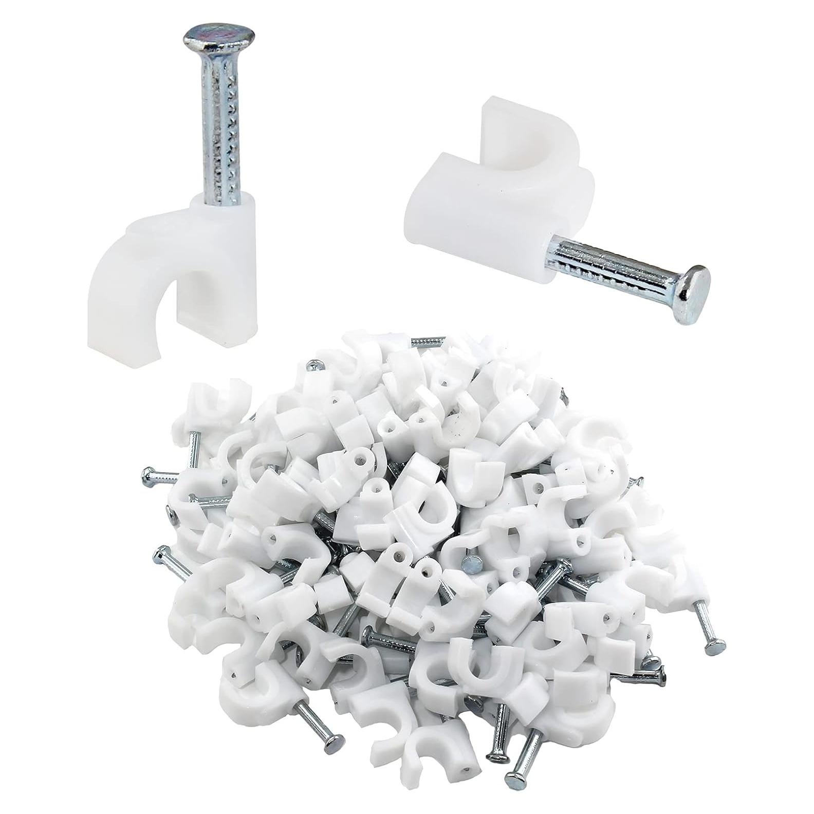 100 Clips de Cable Bonsicoky 6mm con Clavo de Acero Galvanizado