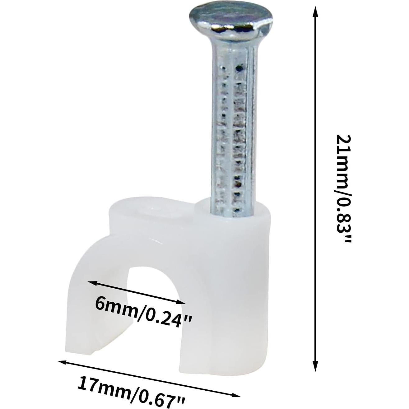 100 Clips de Cable Bonsicoky 6mm con Clavo de Acero Galvanizado