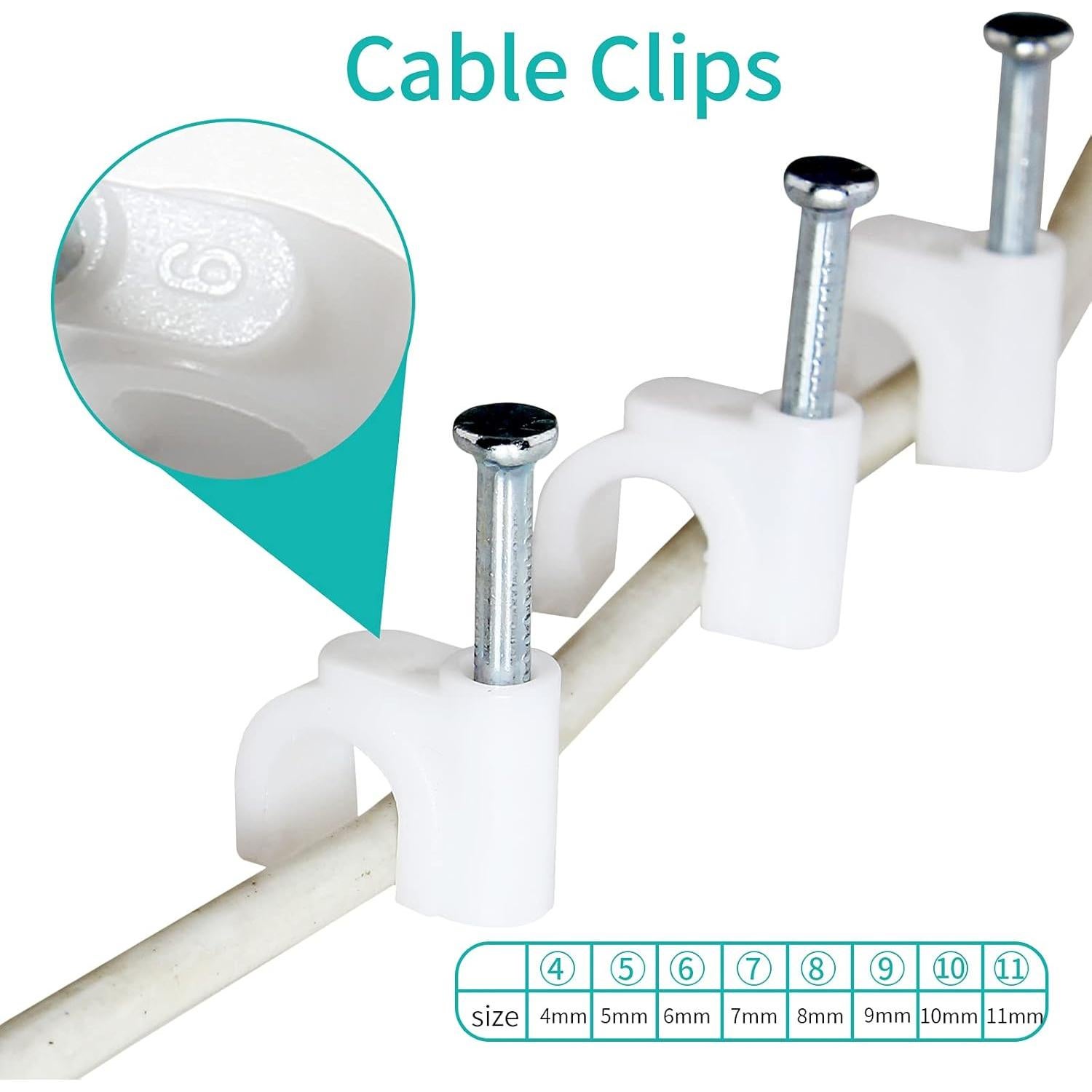 100 Clips de Cable Bonsicoky 6mm con Clavo de Acero Galvanizado