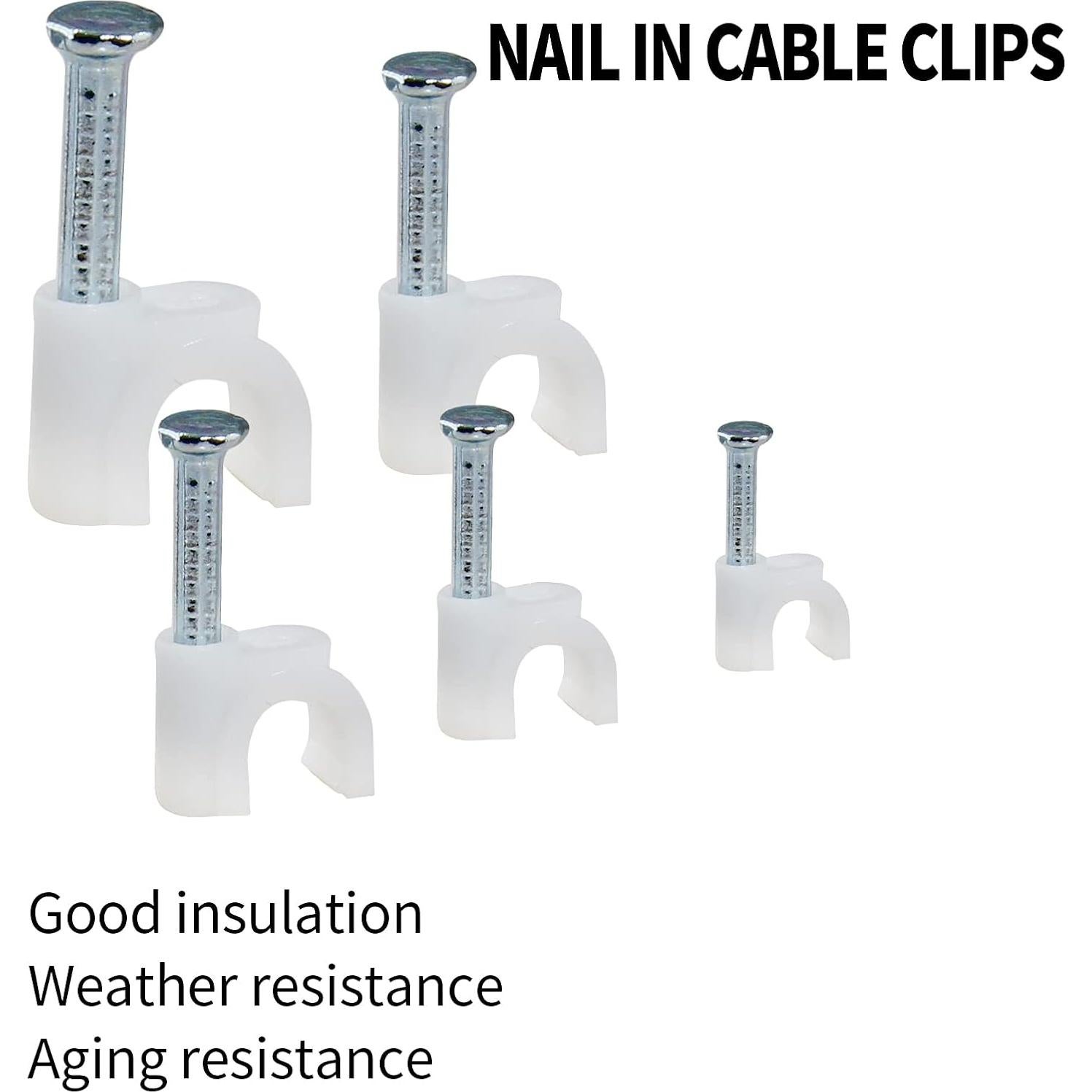 100 Clips de Cable Bonsicoky 6mm con Clavo de Acero Galvanizado