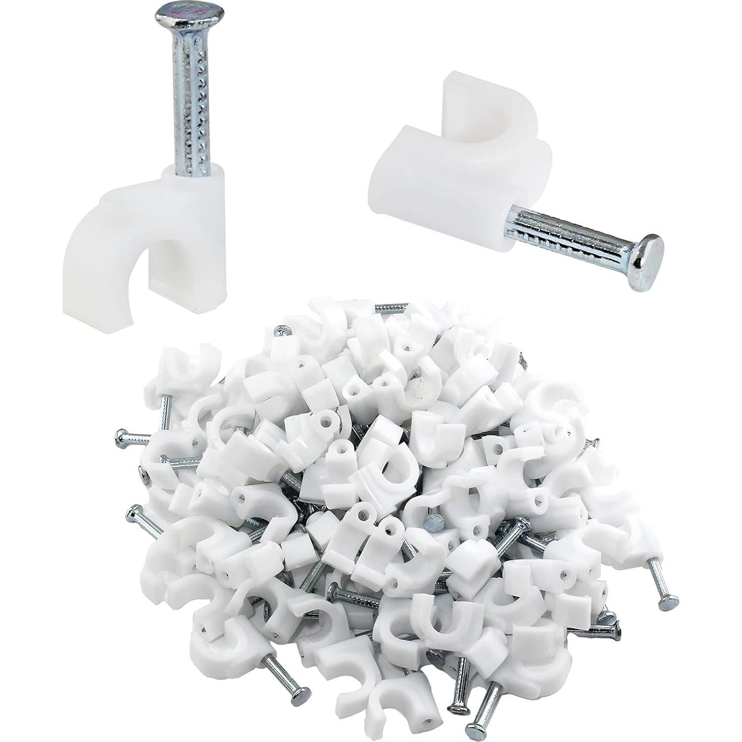 100 Clips de Cable Bonsicoky 6mm con Clavo de Acero Galvanizado