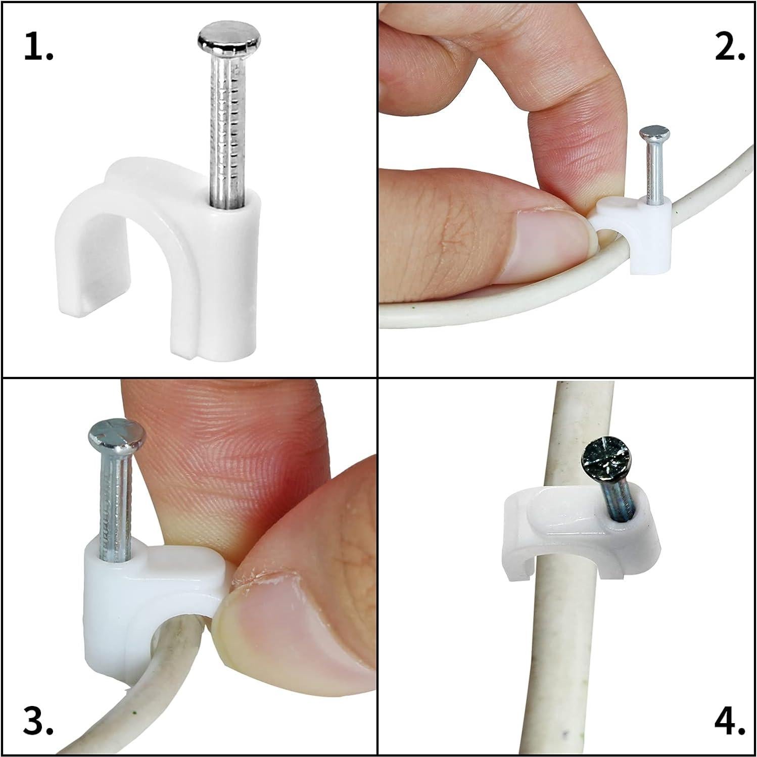 100 Clips de Cable Bonsicoky 6mm con Clavo de Acero Galvanizado