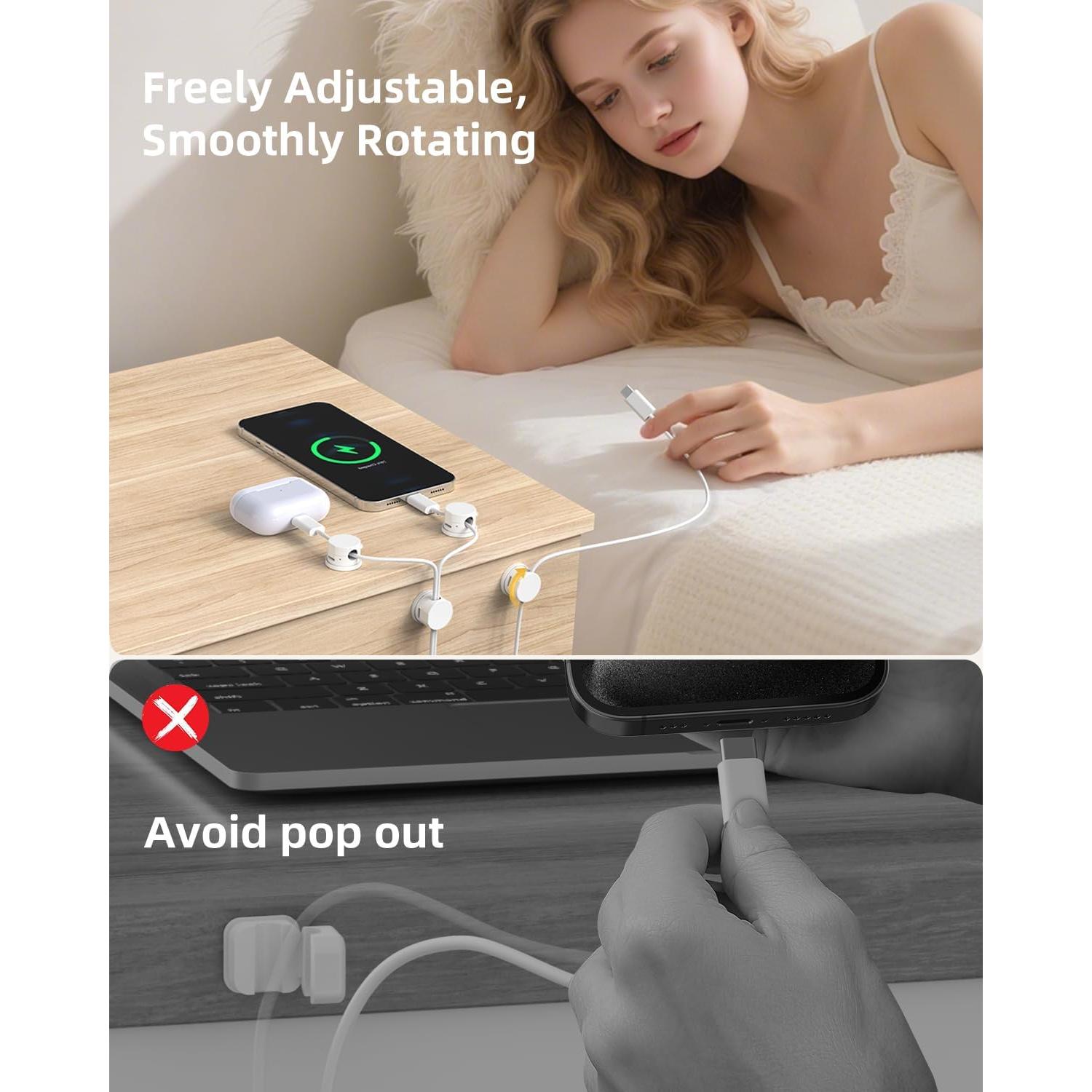 Organizador de Cables INCHOR 8 Pack Adhesivo Blanco