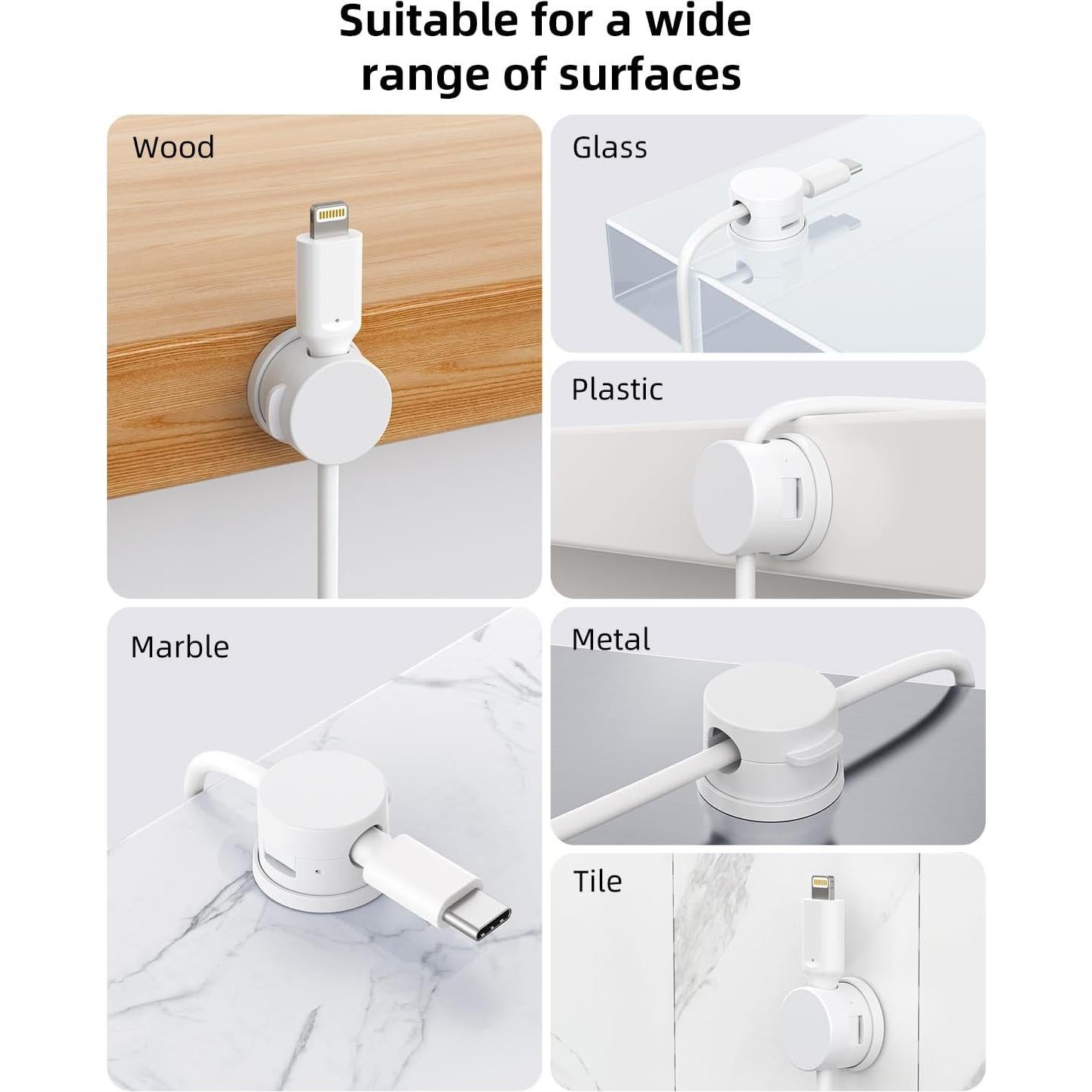 Organizador de Cables INCHOR 8 Pack Adhesivo Blanco