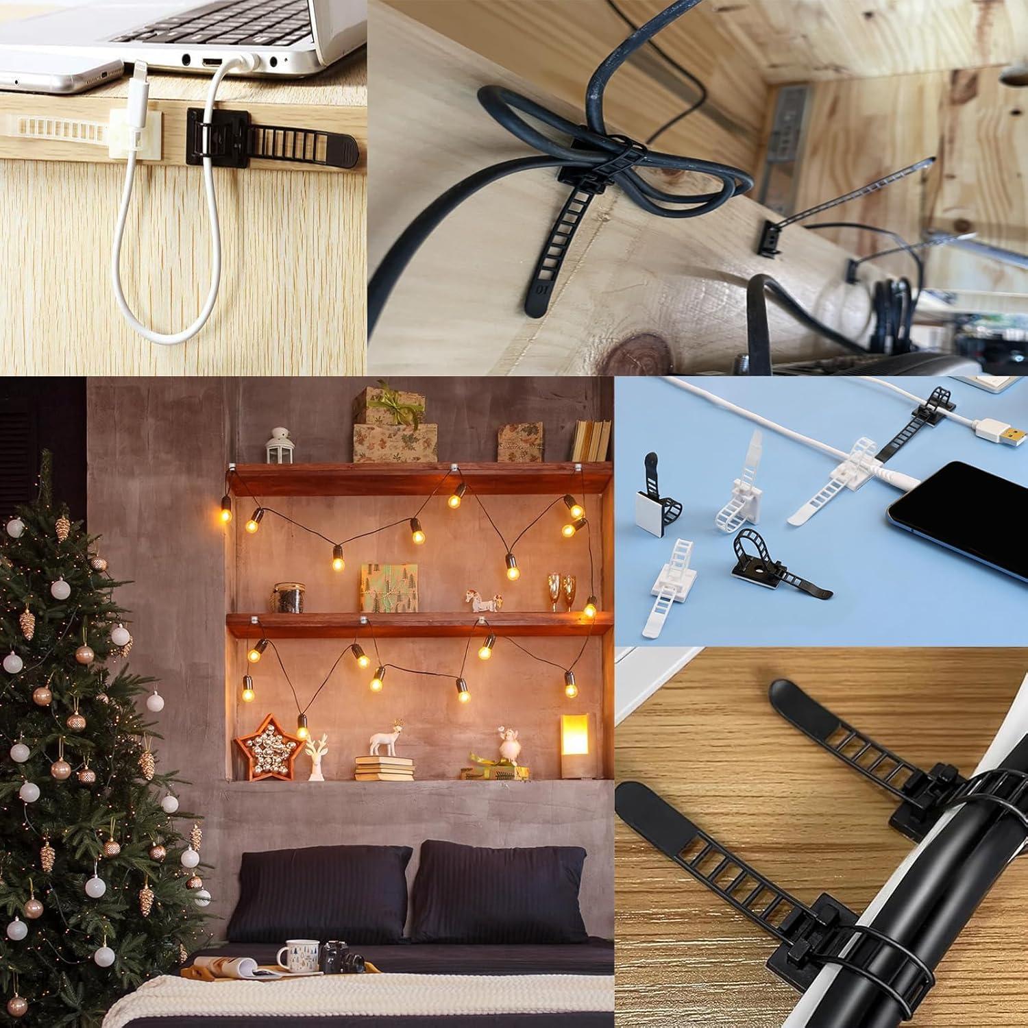 Clips de gestión de cables adhesivos SZFUDIGO 50 Pcs Negro