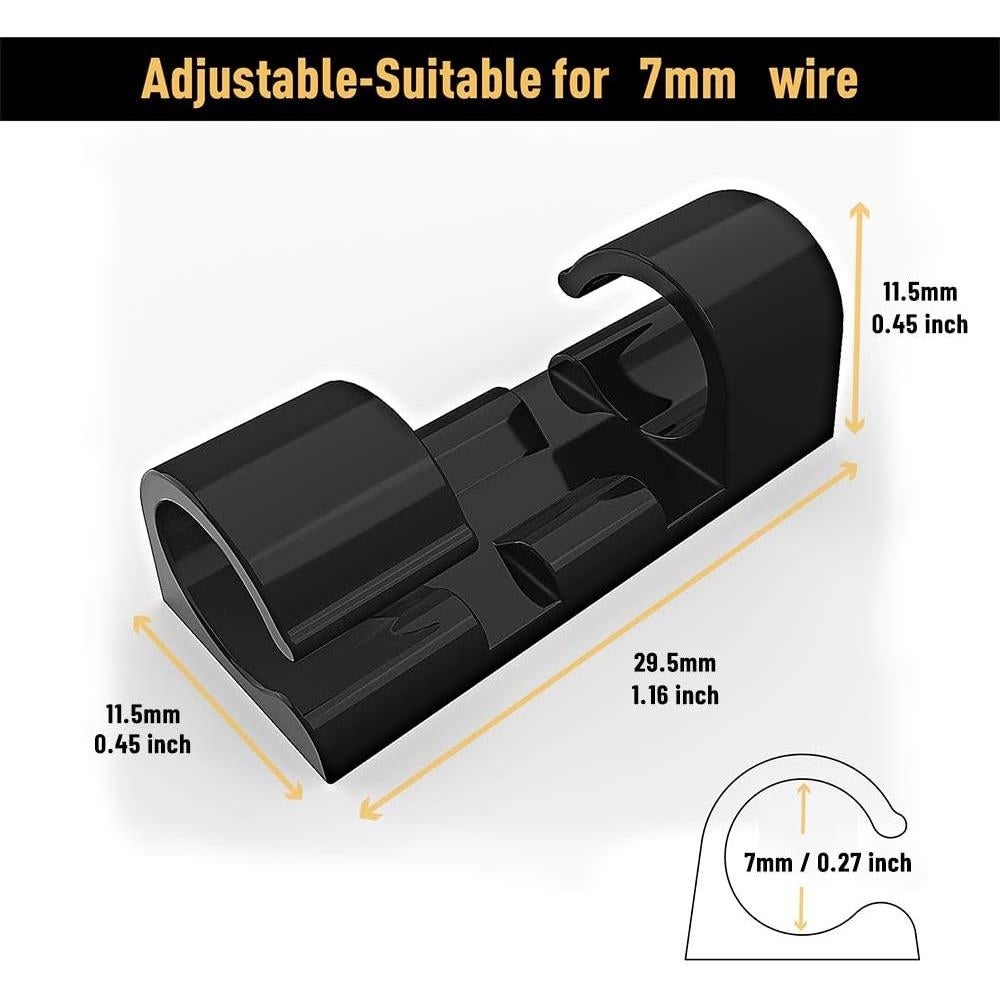 Clip de Cable XIAOXI Negro 20 Pcs - Organizador para Hogar y Oficina