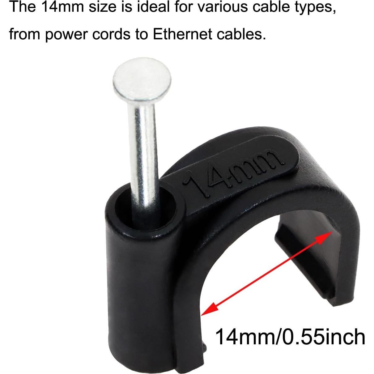 Clips de Cable Ethernet Mini Skater 100-Pack 14mm con Clavo