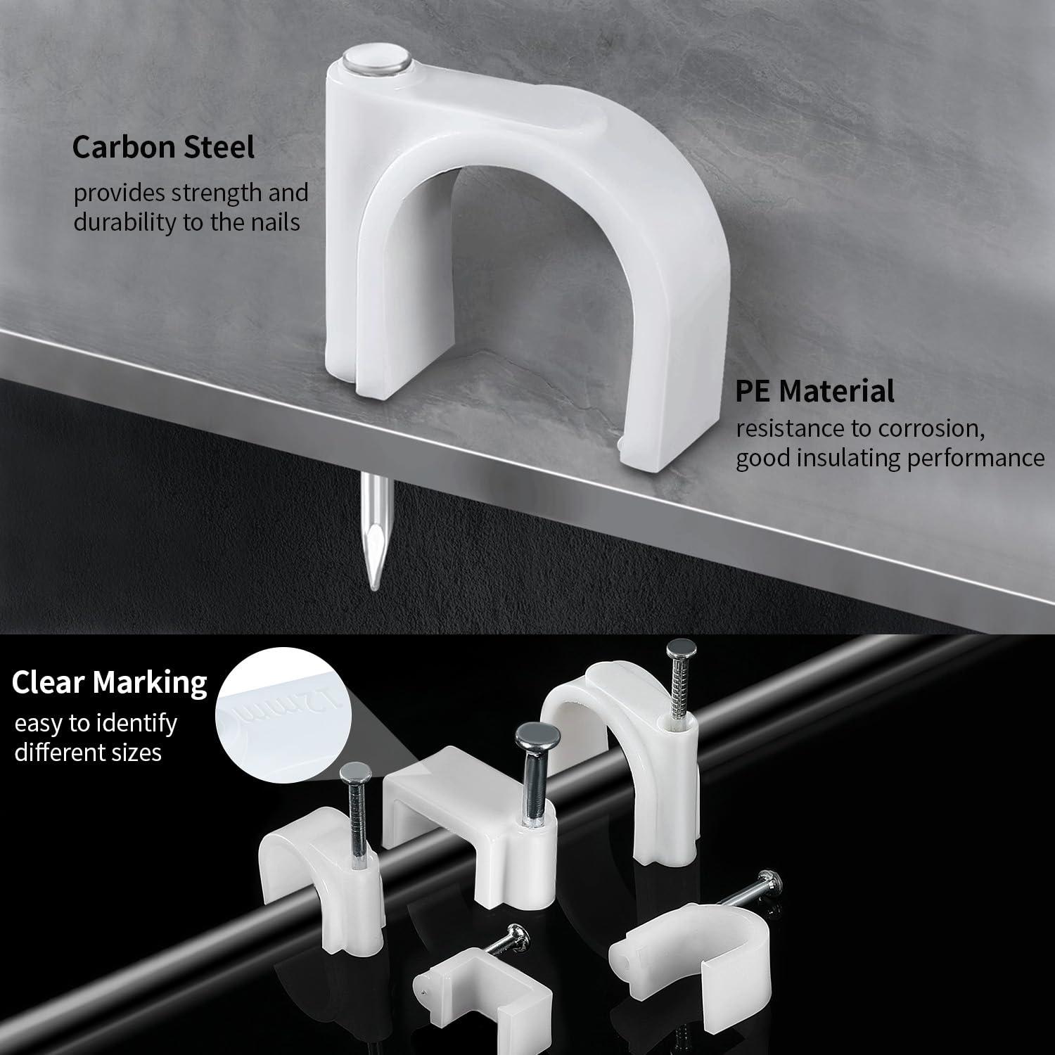 Clips de Cable Planos LeMotech 200pcs 10mm para Gestión de Cables