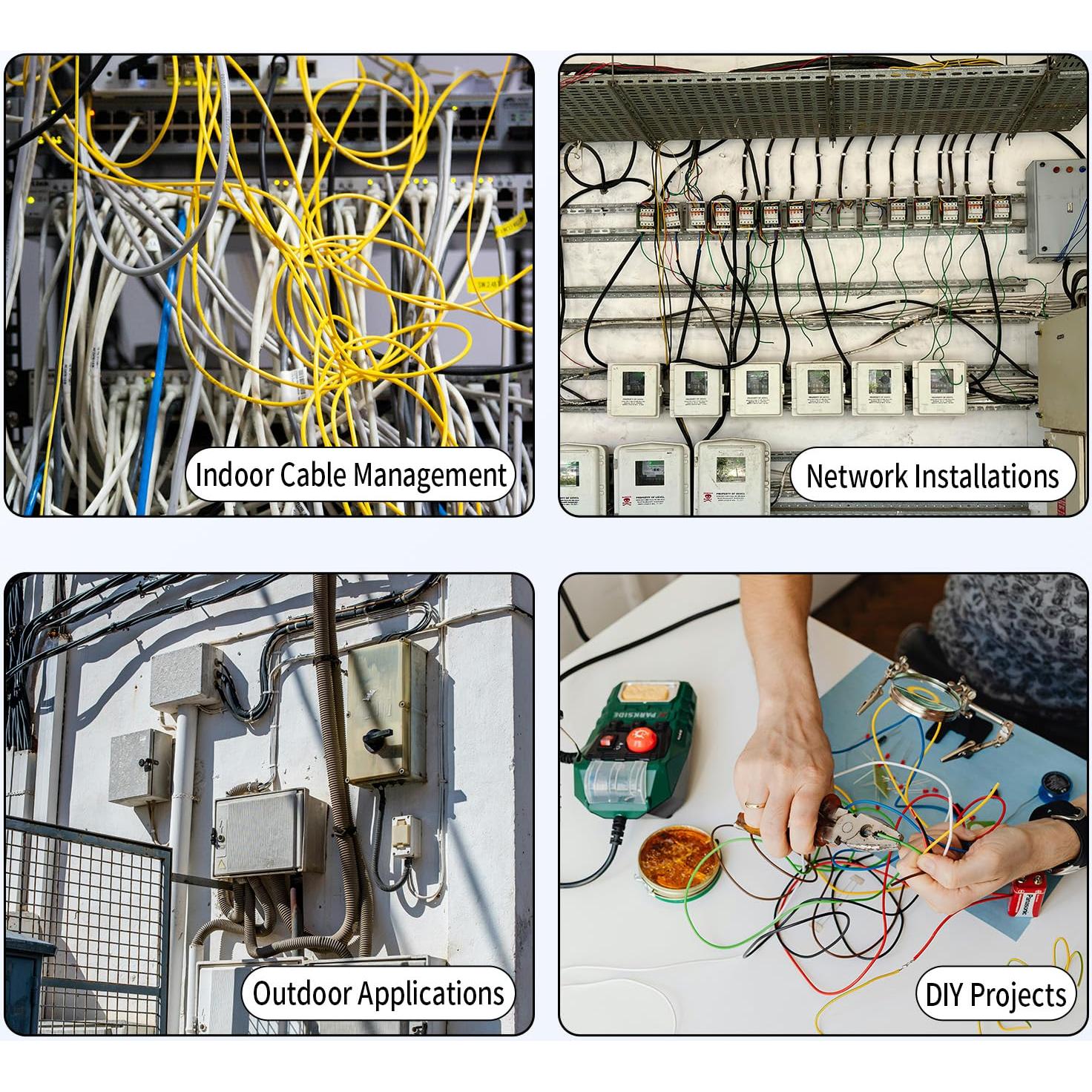 Clips de Cable Planos LeMotech 200pcs 10mm para Gestión de Cables
