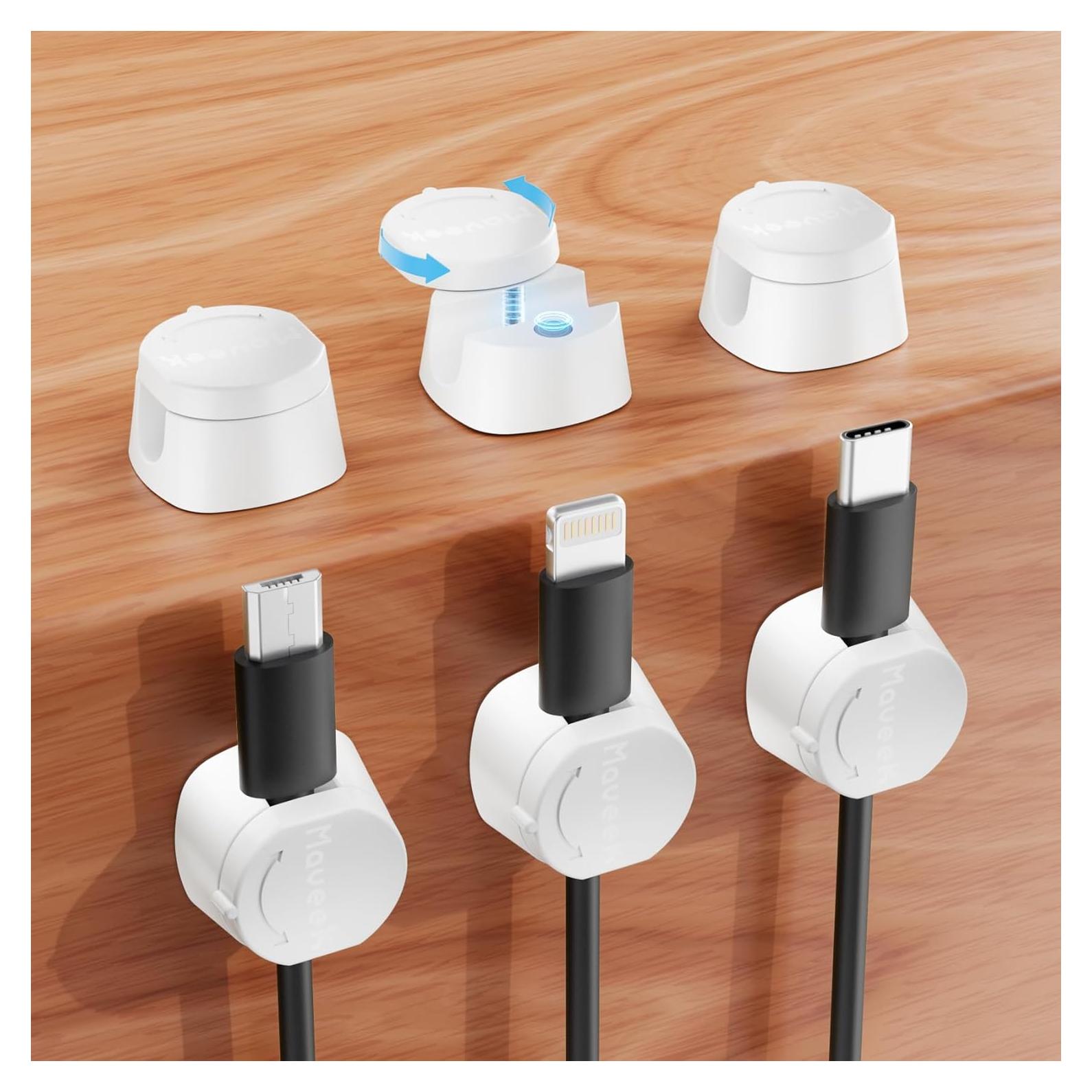 Organizador de Cables Magnético Kanemc 6 PCS Blanco 360°