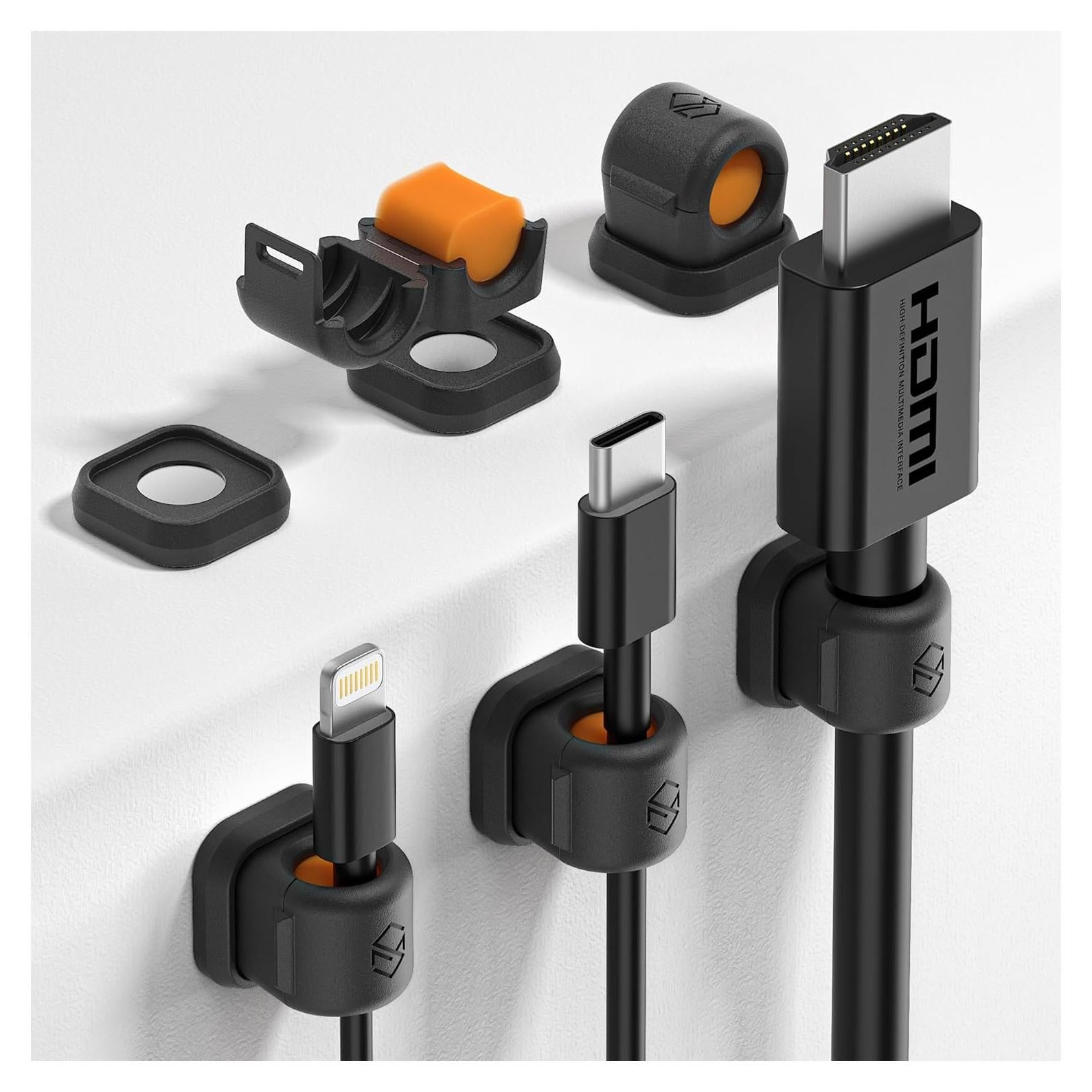 Paquete de 6 Clips Magnéticos Sinjimoru para Cables Negro