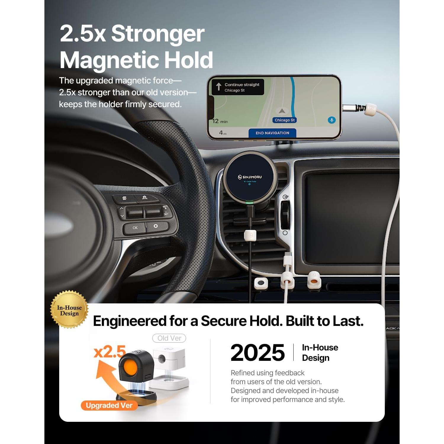 Paquete de 6 Clips Magnéticos Sinjimoru para Cables Negro