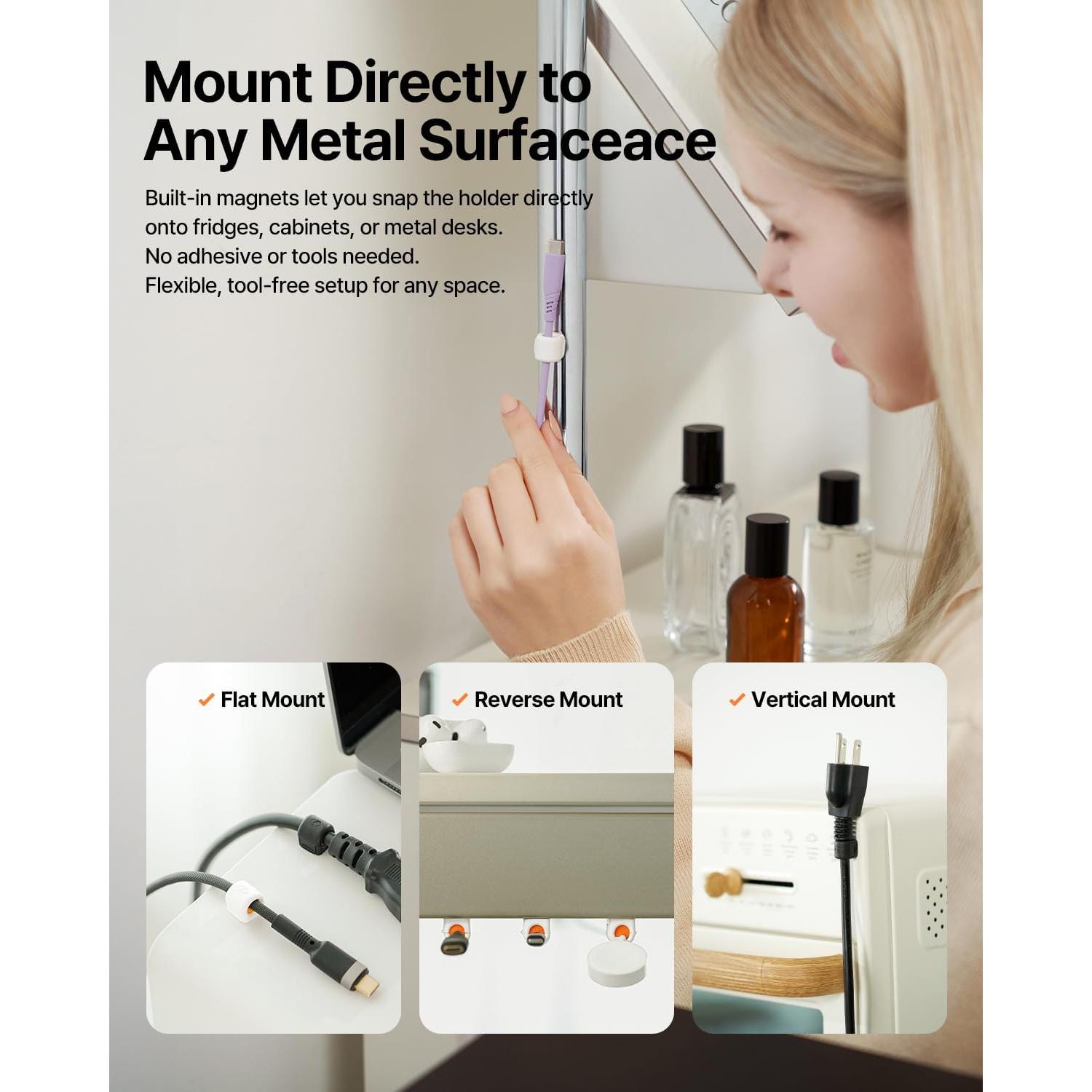 Paquete de 6 Clips Magnéticos Sinjimoru para Cables Negro