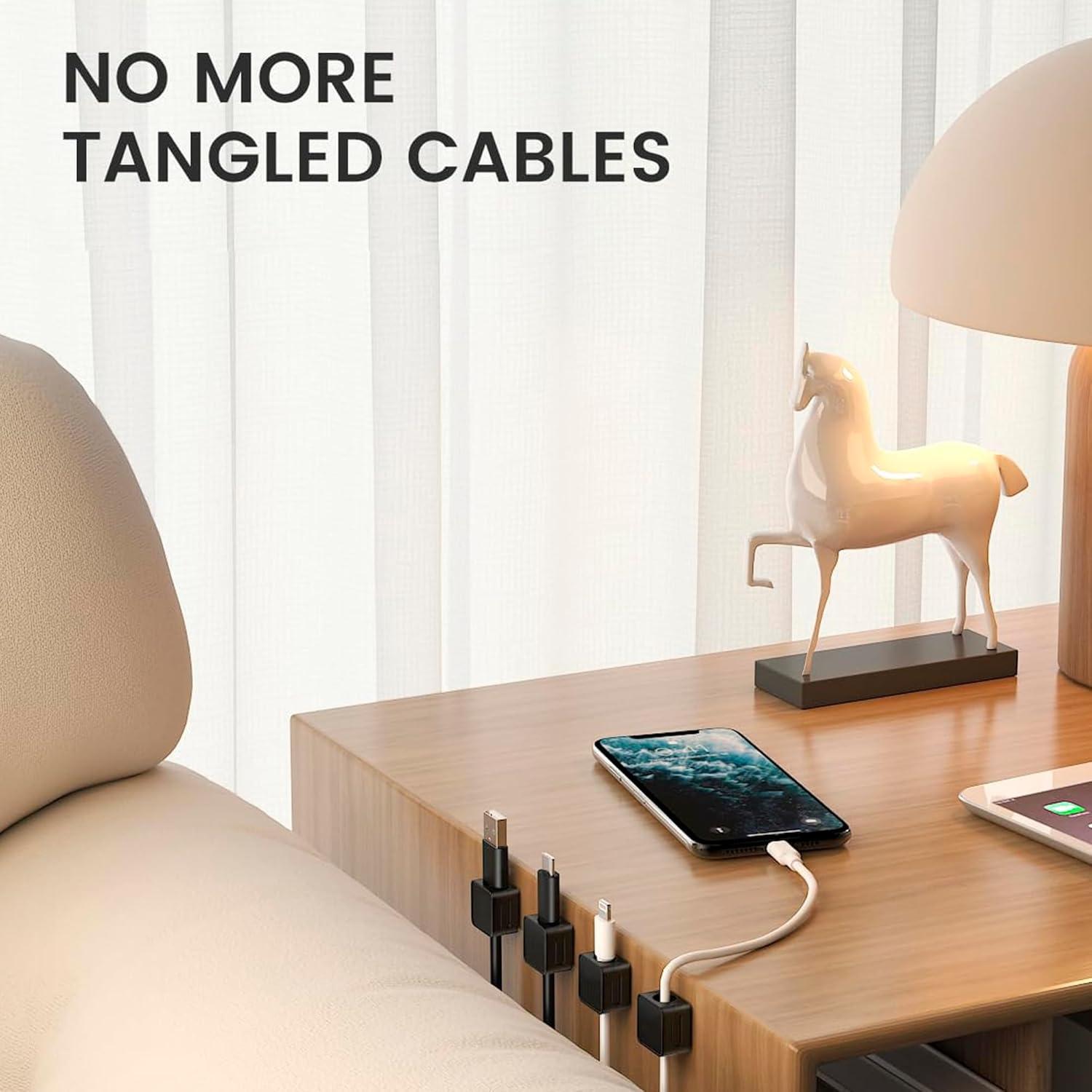 Paquete de 8 Clips Magnéticos Grizzly Supply para Cables Negro