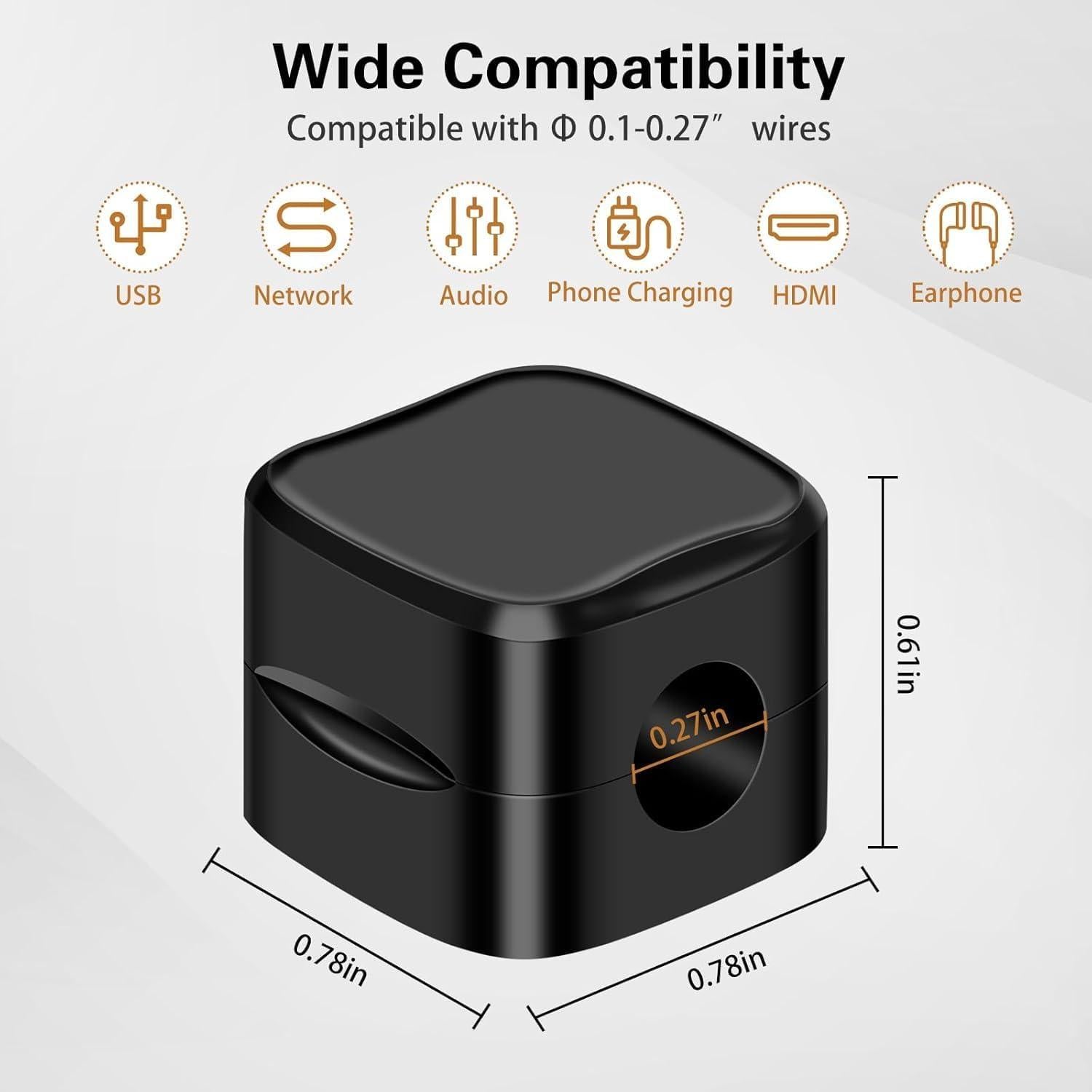 Paquete de 8 Clips Magnéticos Grizzly Supply para Cables Negro