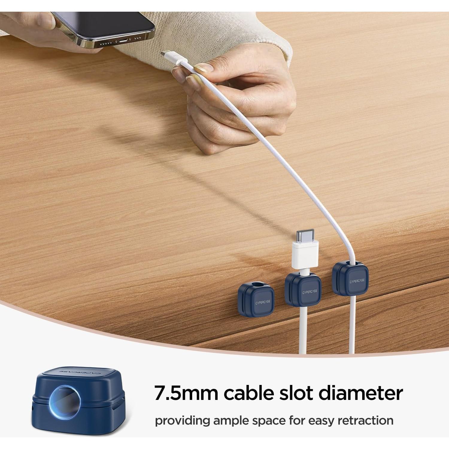 6 Clips Magnéticos Organizador de Cables CAPERCASE Azul
