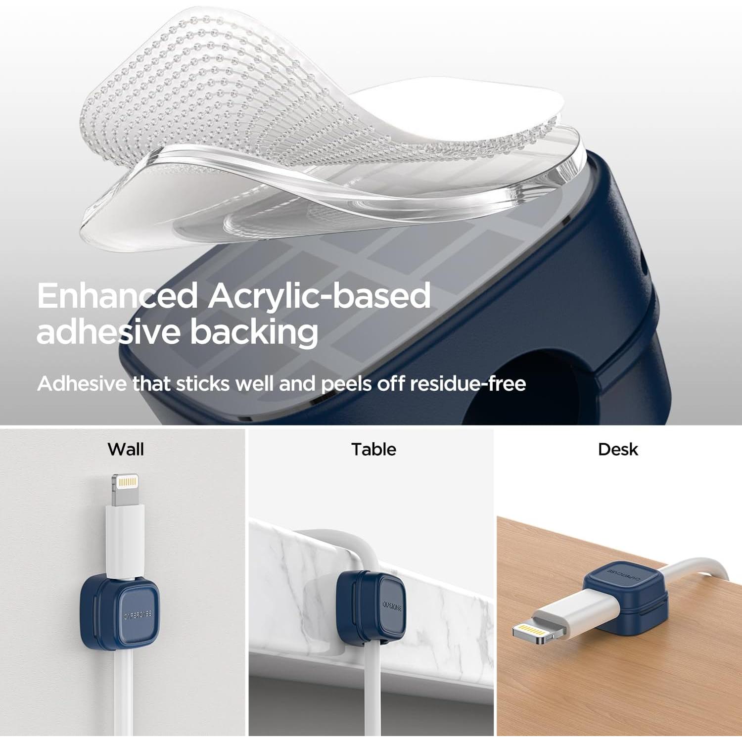 6 Clips Magnéticos Organizador de Cables CAPERCASE Azul