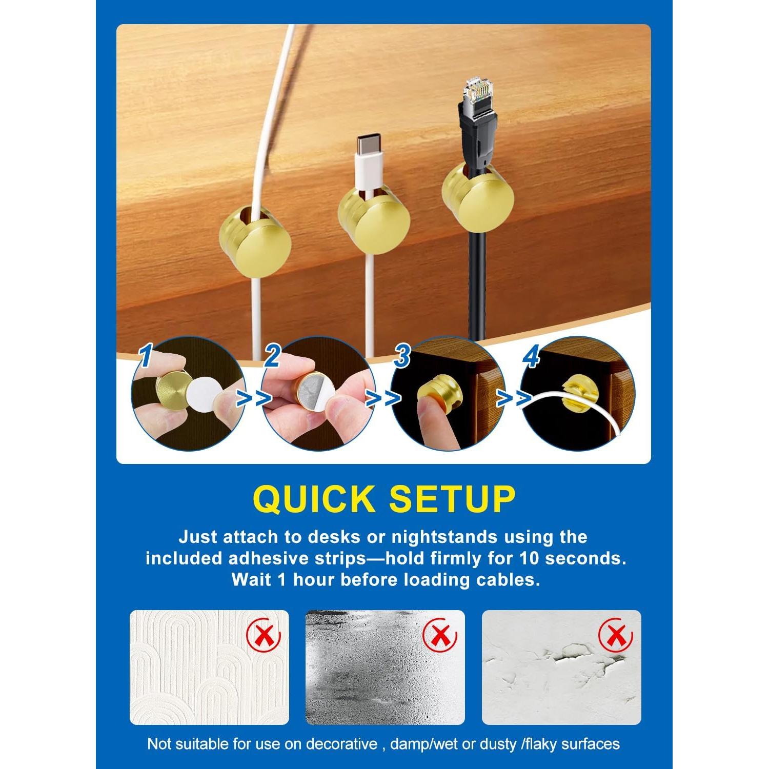 Paquete de 3 Clips de Gestión de Cables Kofuyni Adhesivos