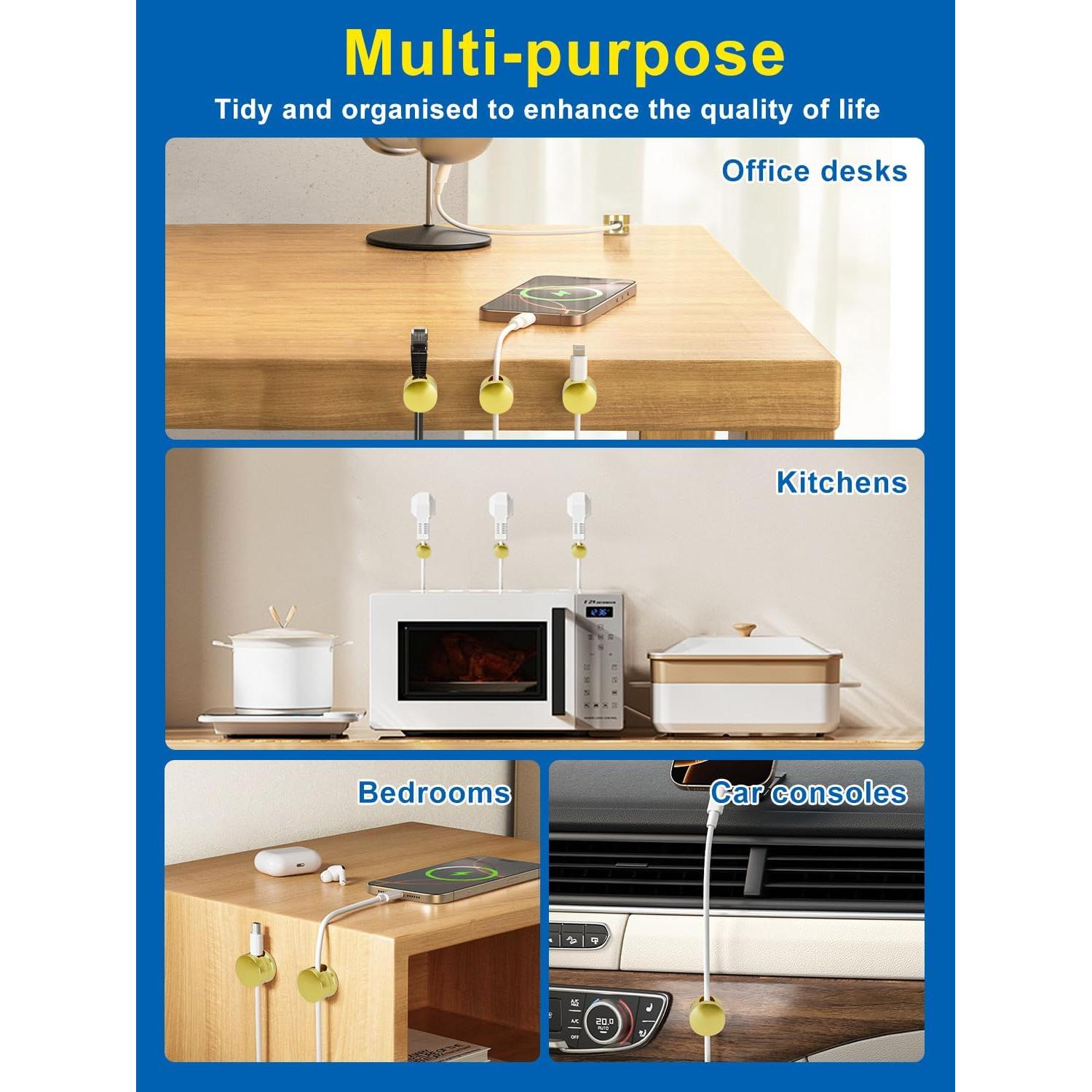 Paquete de 3 Clips de Gestión de Cables Kofuyni Adhesivos