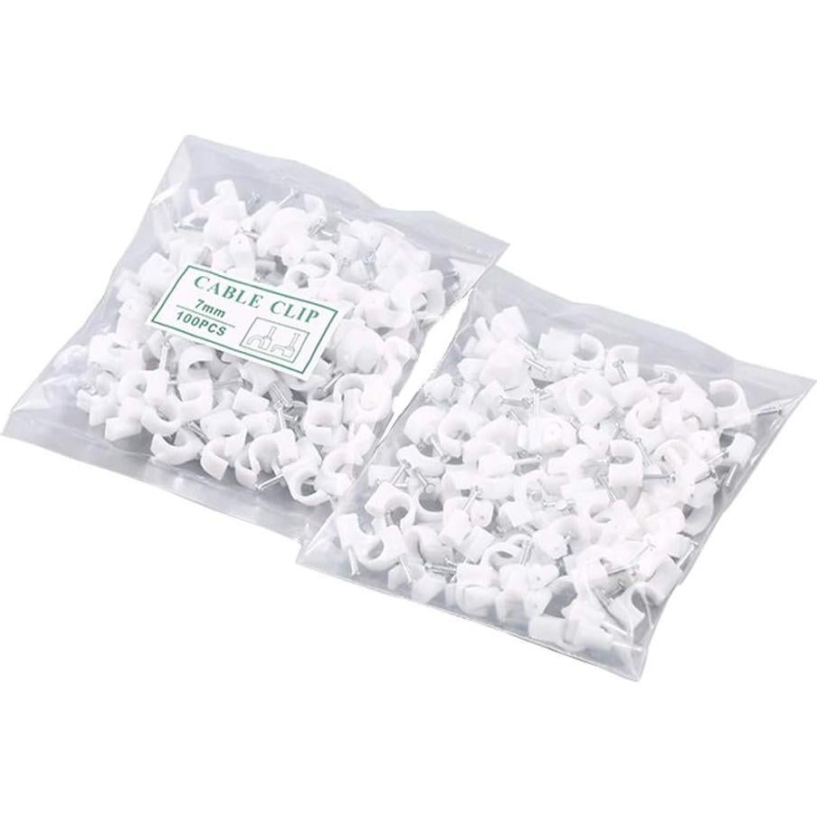 Clips de Cable TENINYU 200 Pcs 7mm para Gestión de Cables - Blanco