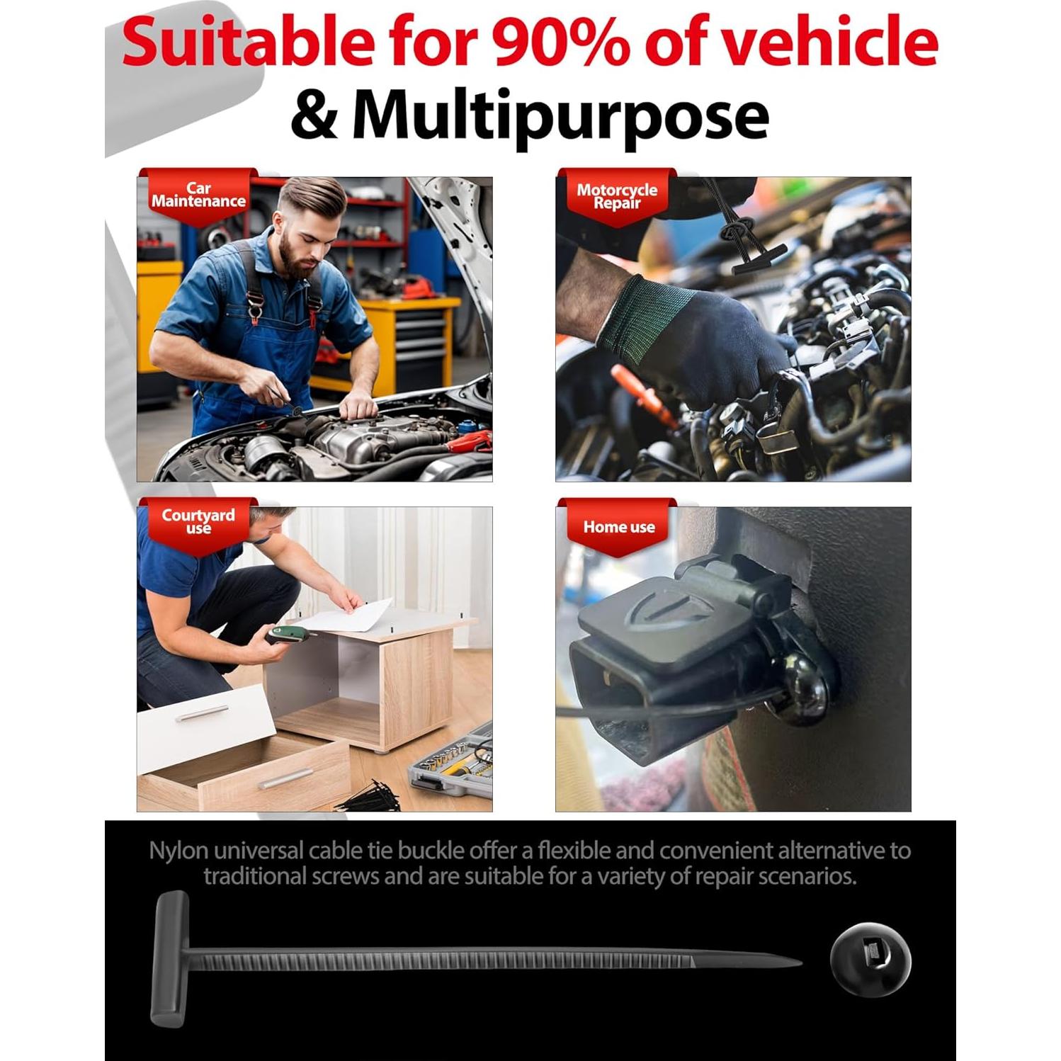 Clips de Nylon Multifuncionales Hovmvtee 100pcs - Hebilla T