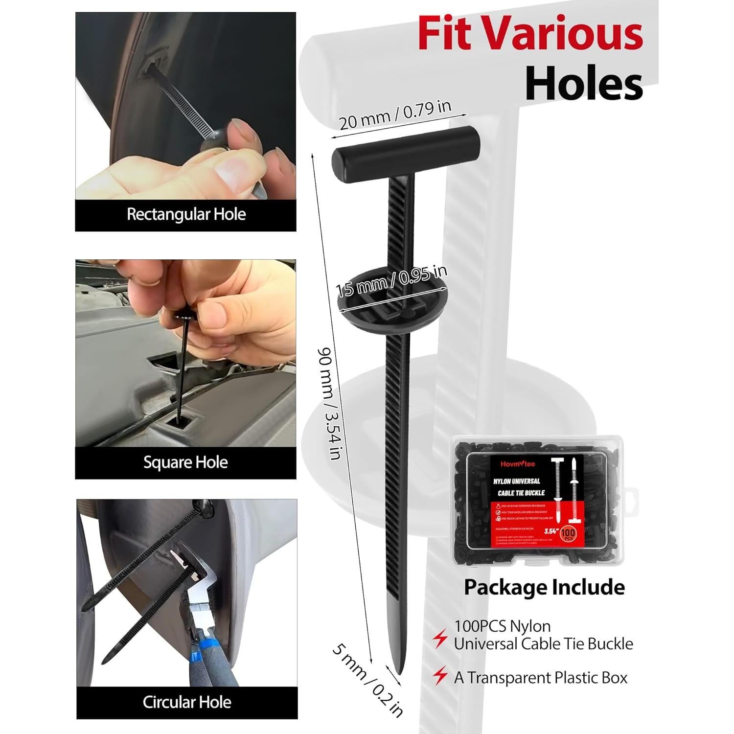 Clips de Nylon Multifuncionales Hovmvtee 100pcs - Hebilla T