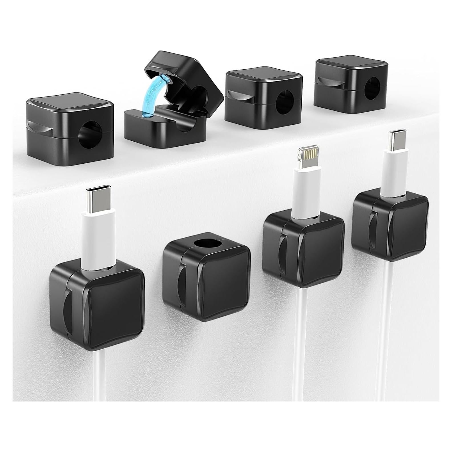 Organizador de Cables Magnético TiMOVO, Paquete de 8, Negro