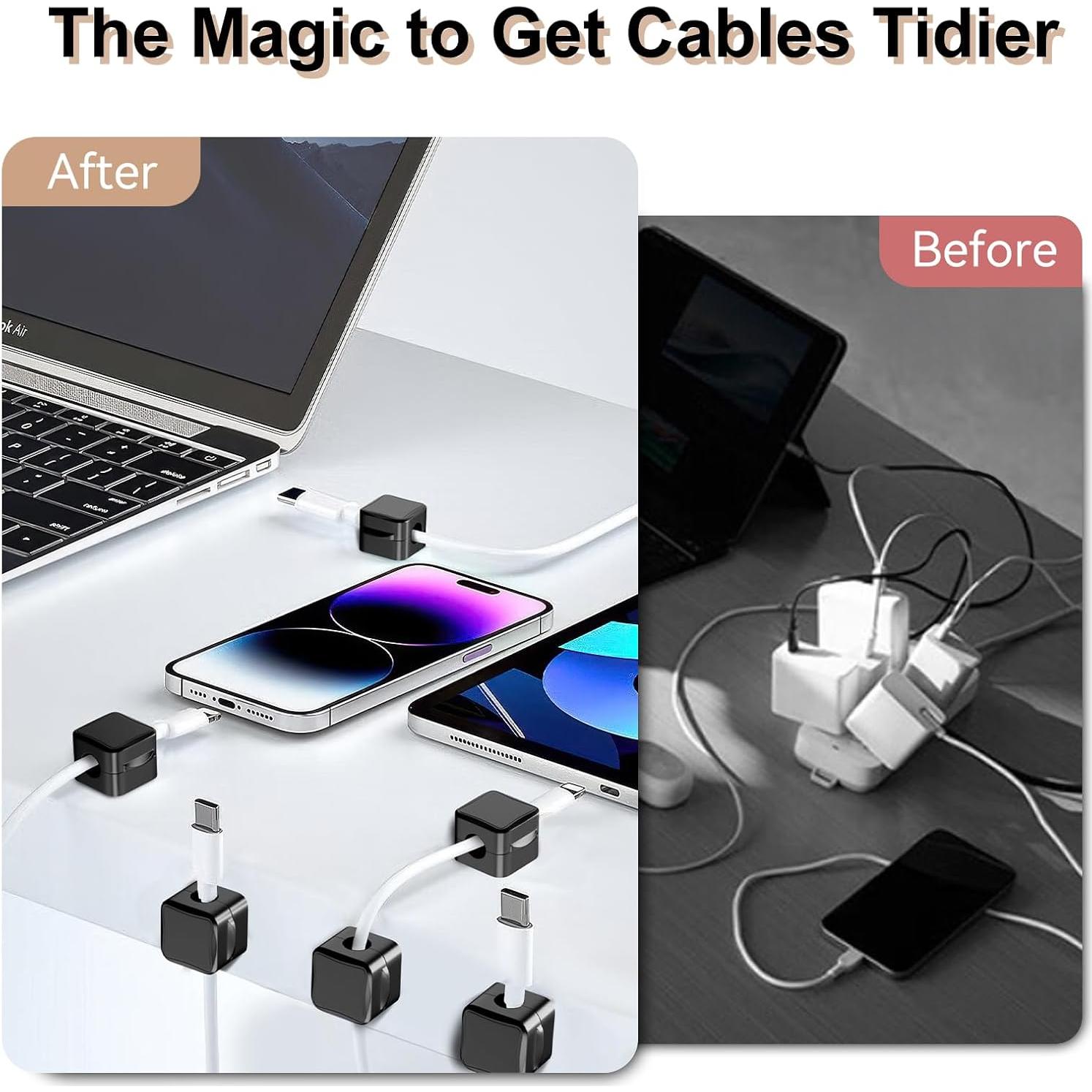 Organizador de Cables Magnético TiMOVO, Paquete de 8, Negro