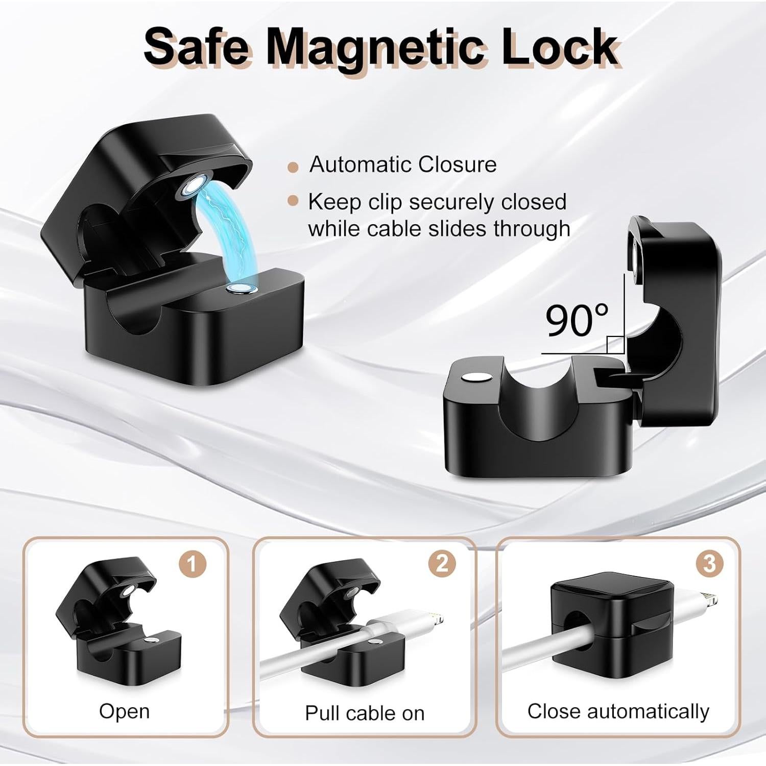 Organizador de Cables Magnético TiMOVO, Paquete de 8, Negro