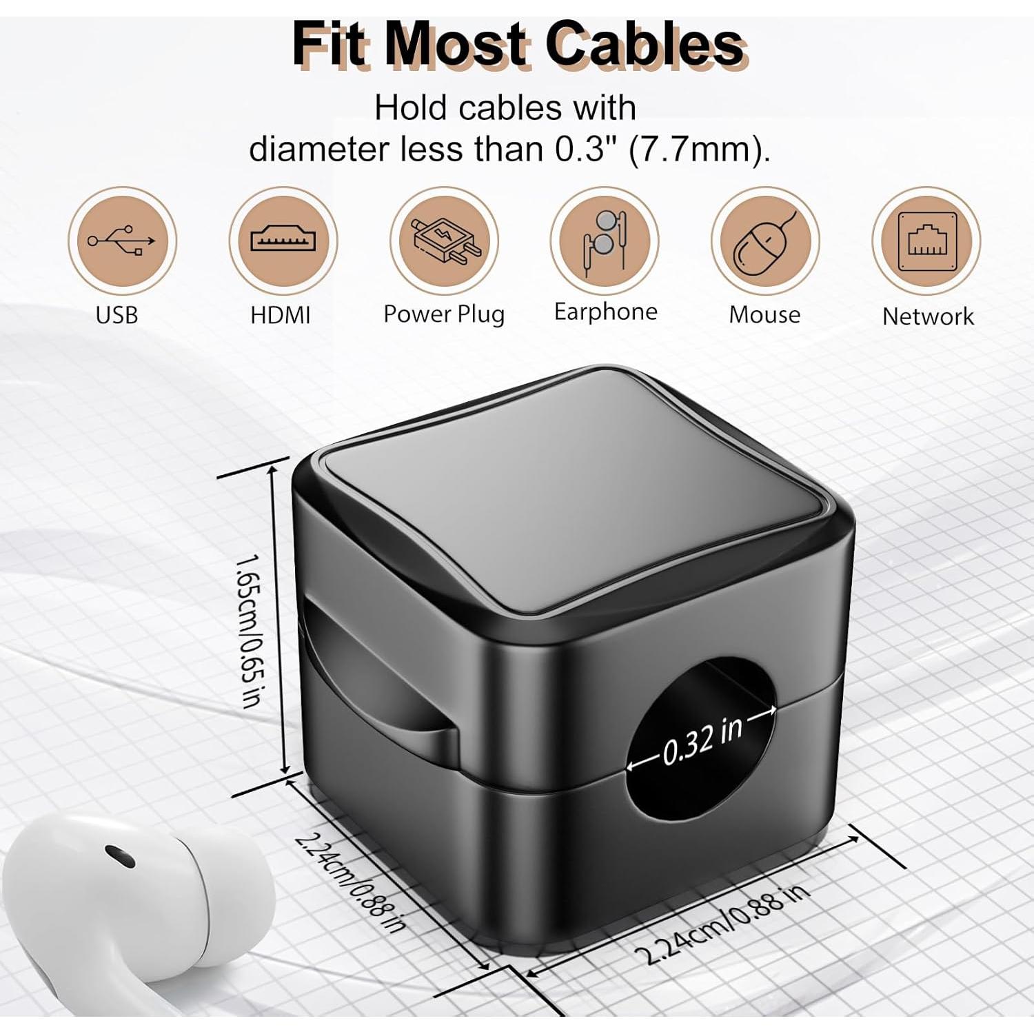 Organizador de Cables Magnético TiMOVO, Paquete de 8, Negro