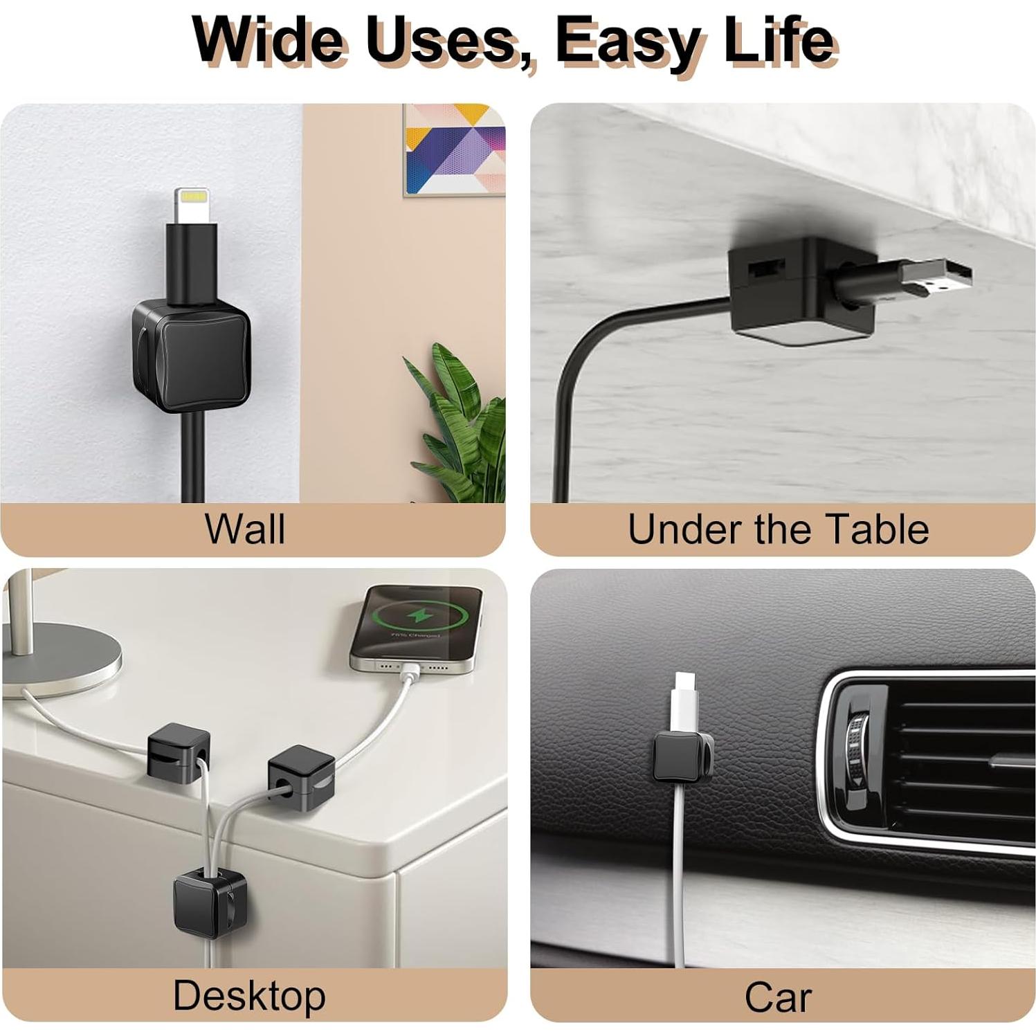 Organizador de Cables Magnético TiMOVO, Paquete de 8, Negro