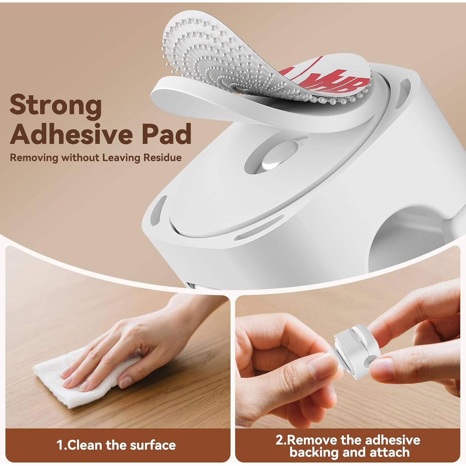 6 Clips de Cable Rotativos Yocice para Gestión de Cables Blanco