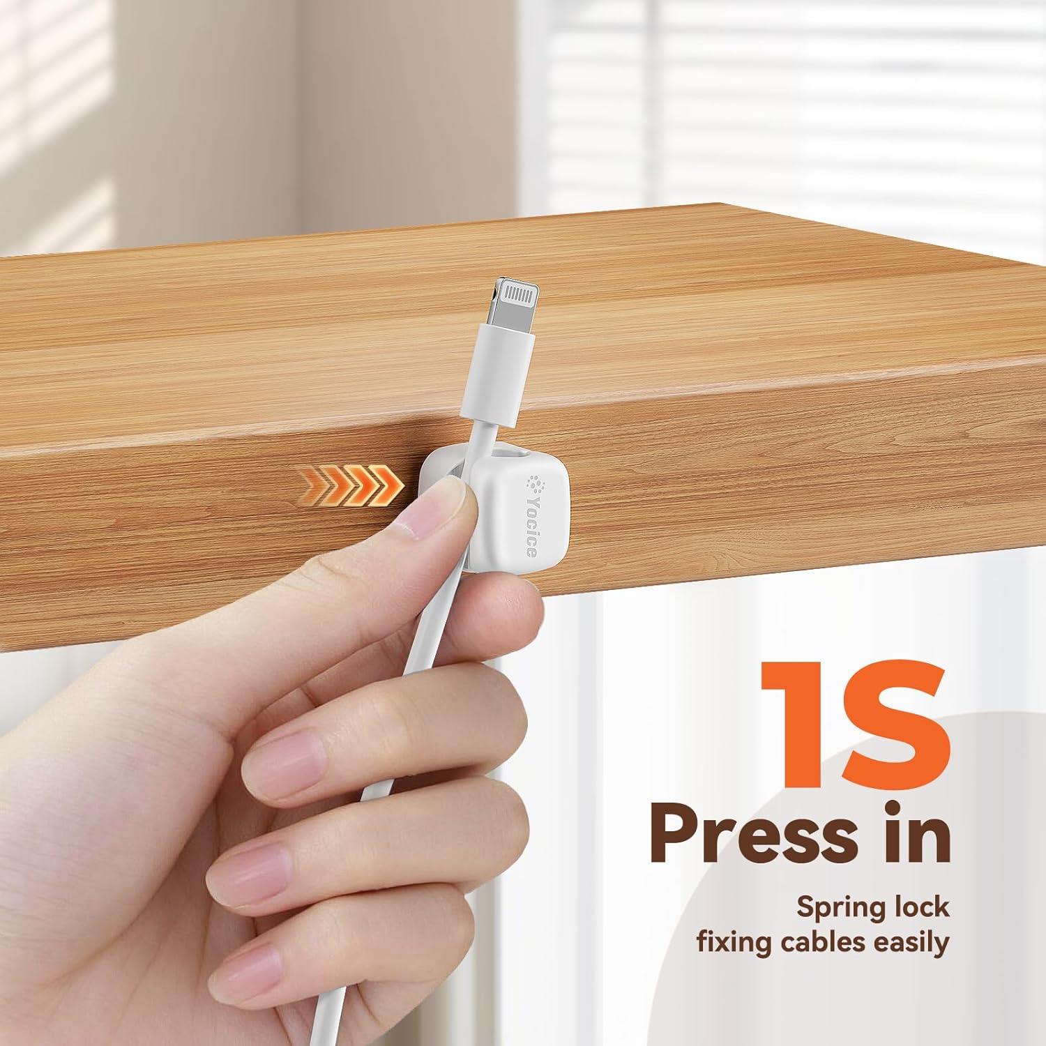 6 Clips de Cable Rotativos Yocice para Gestión de Cables Blanco