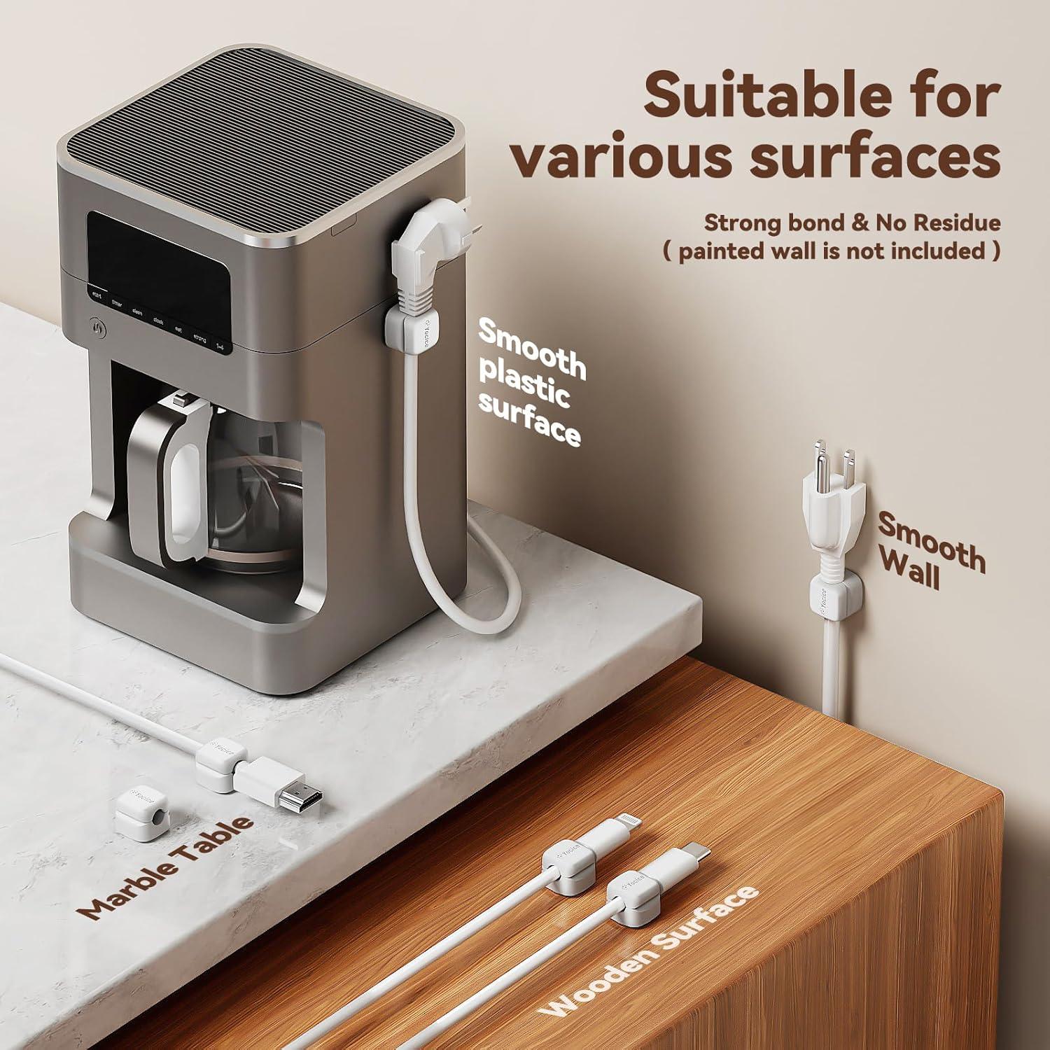 6 Clips de Cable Rotativos Yocice para Gestión de Cables Blanco