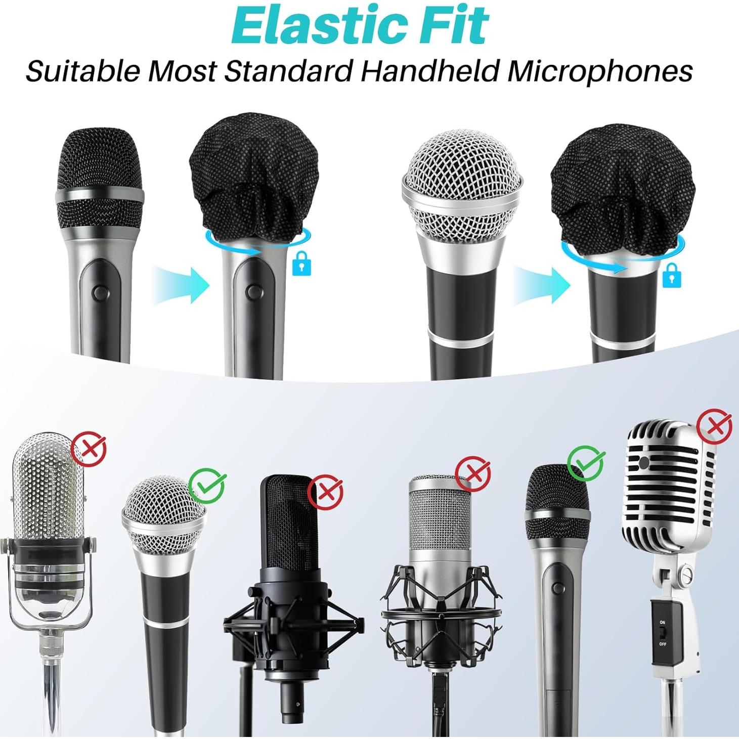 100 Fundas Desechables para Micrófono MAQIHAN - Negro