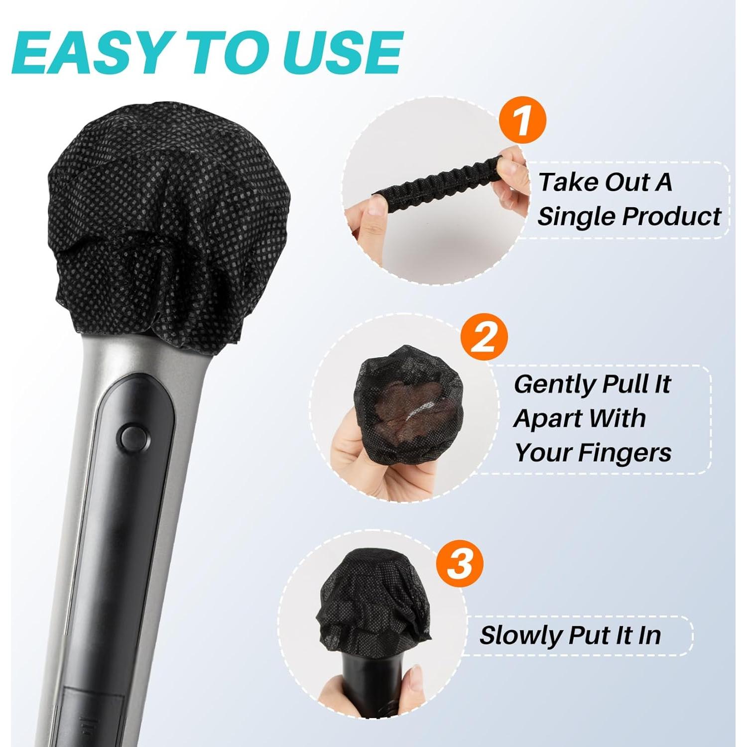 100 Fundas Desechables para Micrófono MAQIHAN - Negro